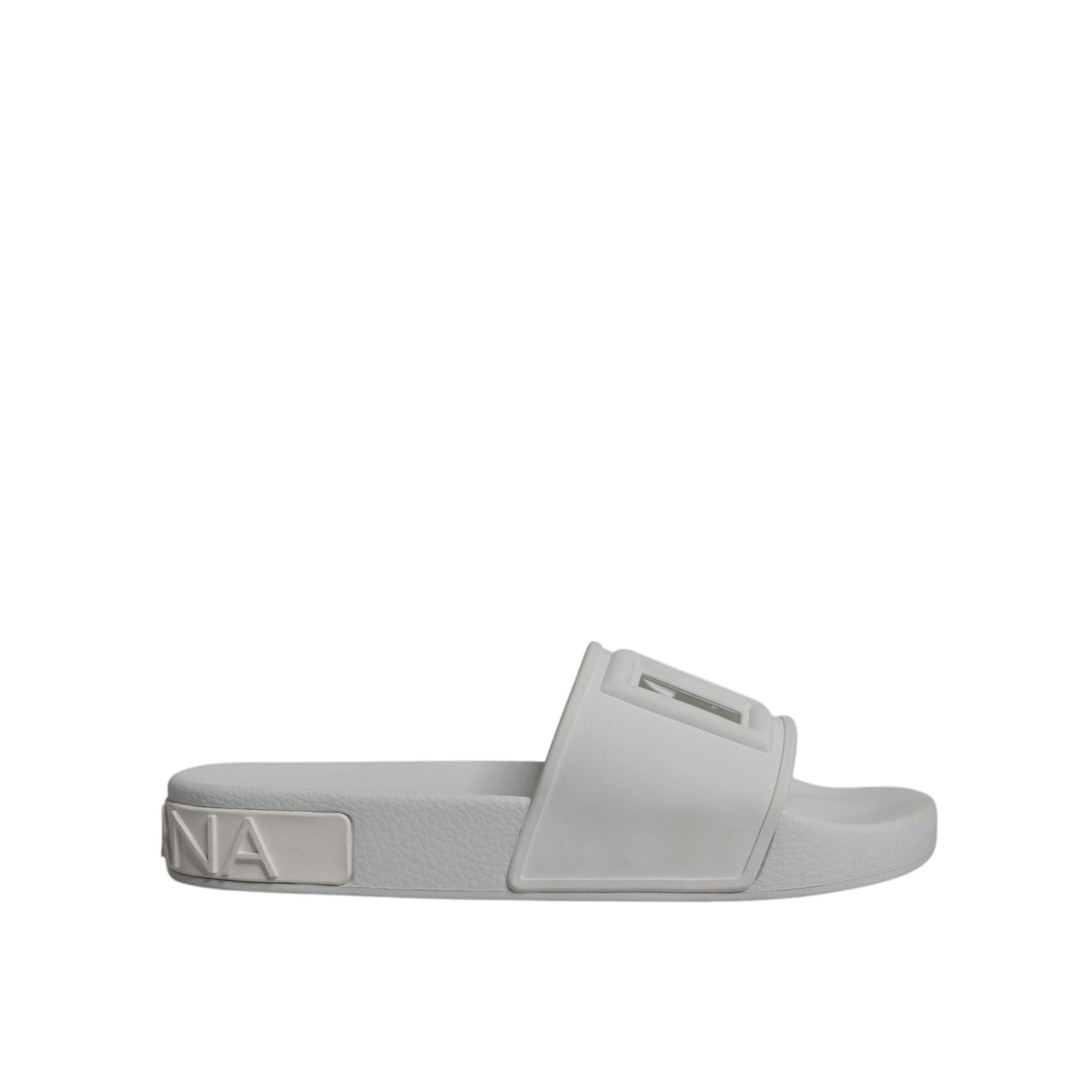 Dolce &amp; Gabbana White Rubber Slides Sandals Beachwear Shoes