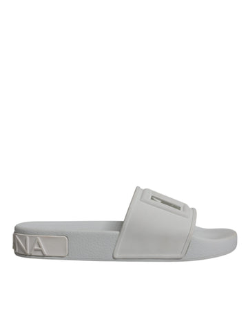 Dolce & Gabbana White Rubber Slides Sandals Beachwear Shoes