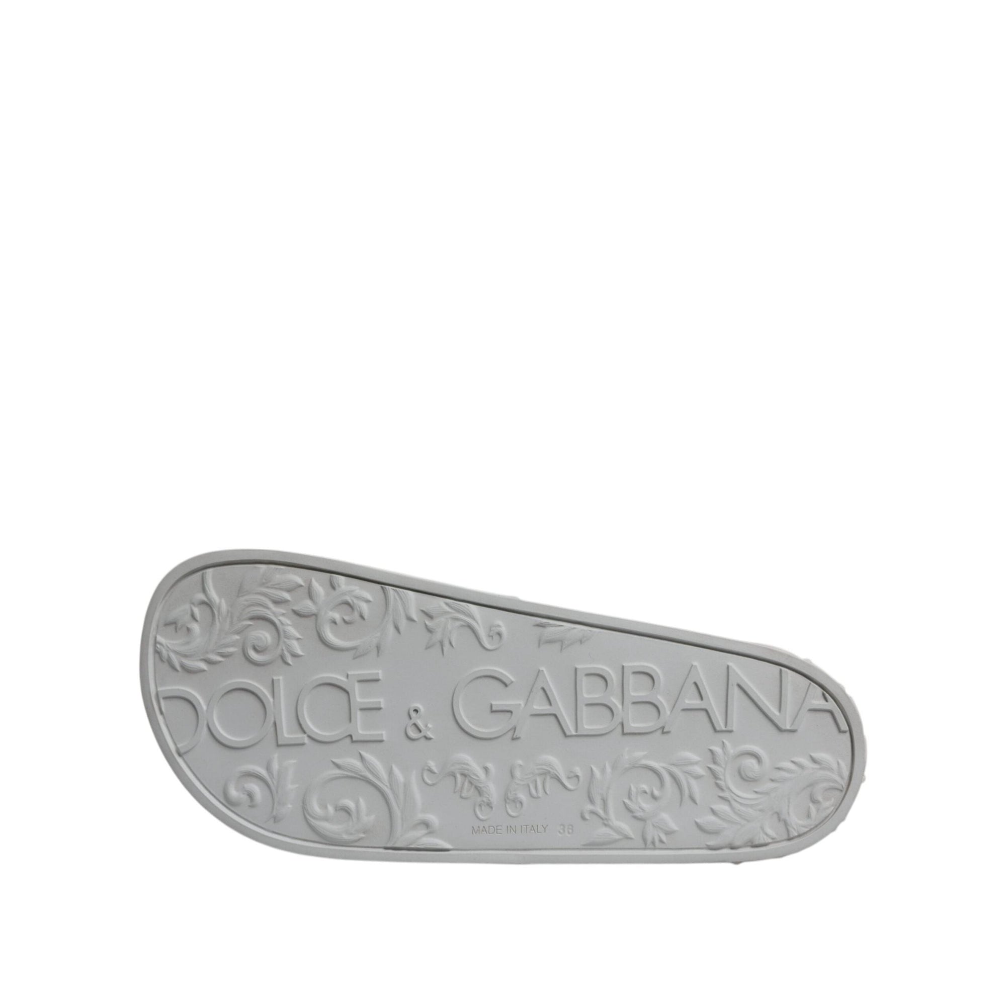 Dolce &amp; Gabbana White Rubber Slides Sandals Beachwear Shoes