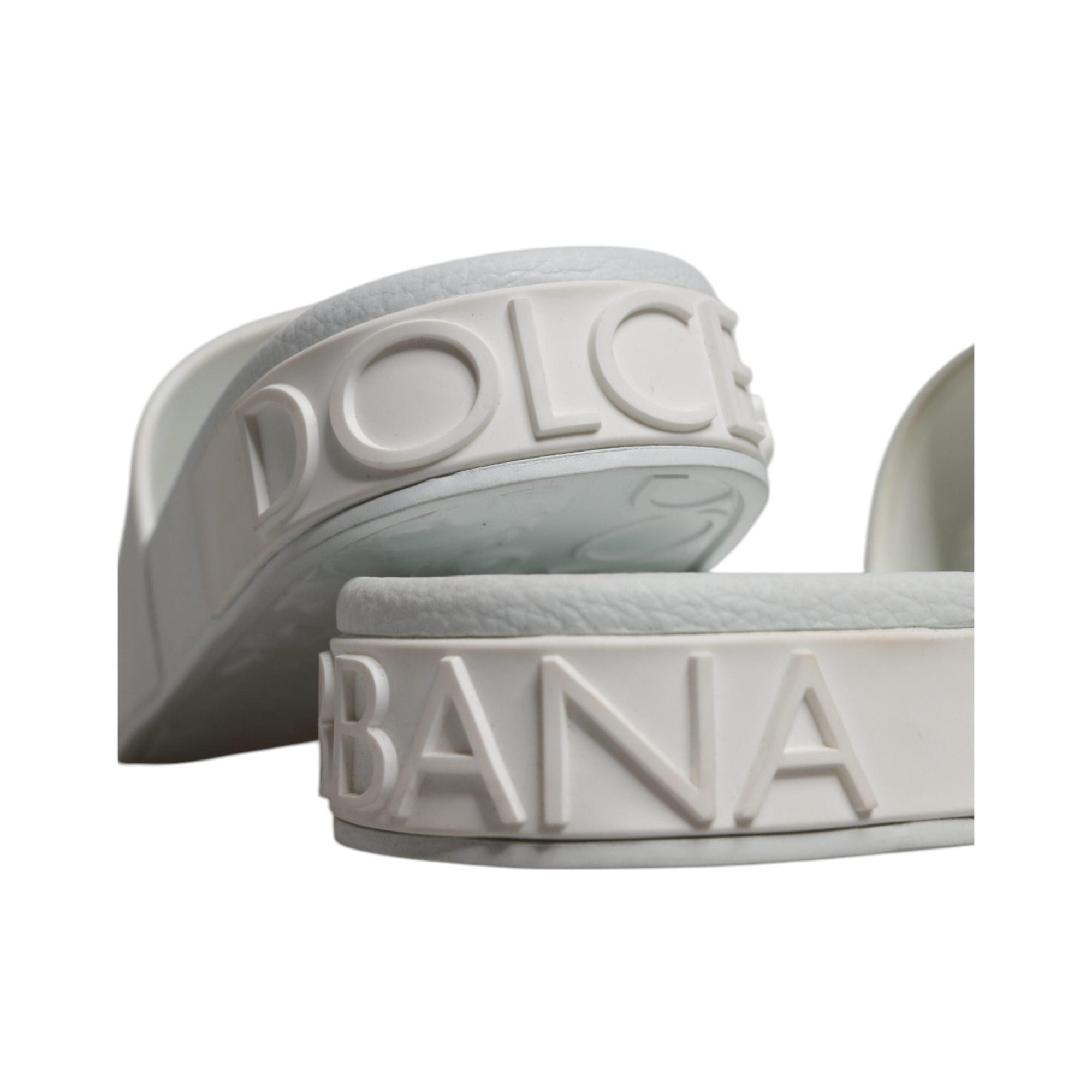Dolce &amp; Gabbana White Rubber Slides Sandals Beachwear Shoes