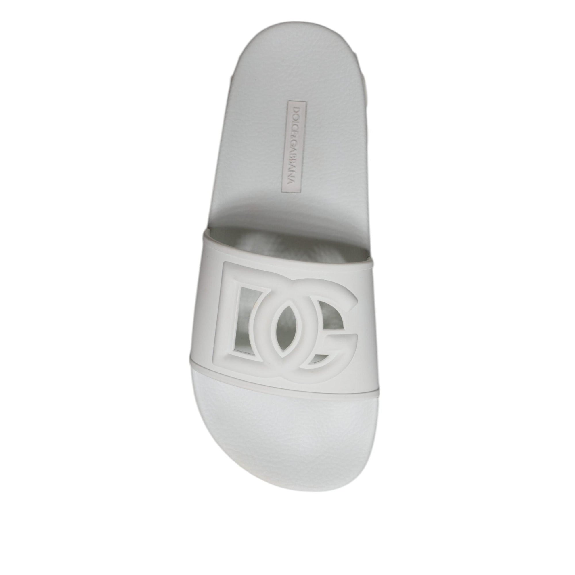 Dolce &amp; Gabbana White Rubber Slides Sandals Beachwear Shoes