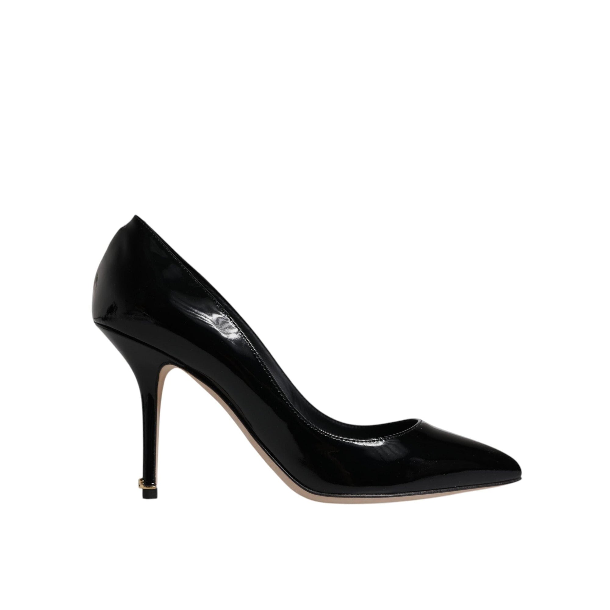 Dolce &amp; Gabbana Black Patent Leather High Heels Pumps Shoes