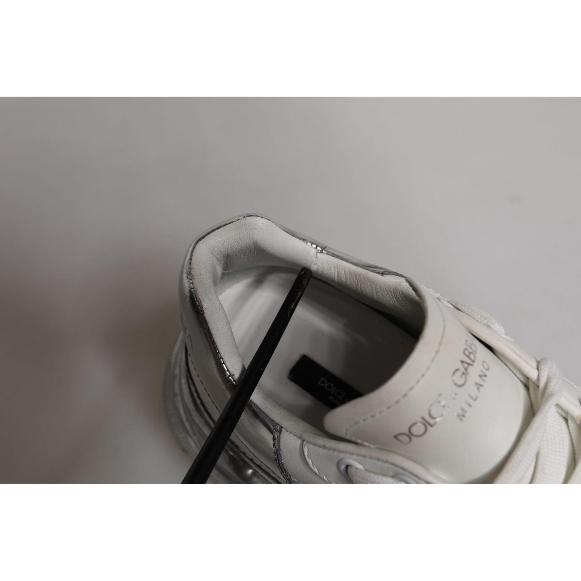 Dolce &amp; Gabbana White Silver Daymaster Low Top Sneaker Shoes