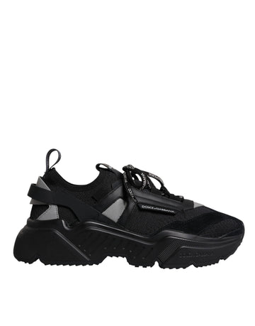 Dolce & Gabbana Black Leather Daymaster Low Top Sneaker Shoes