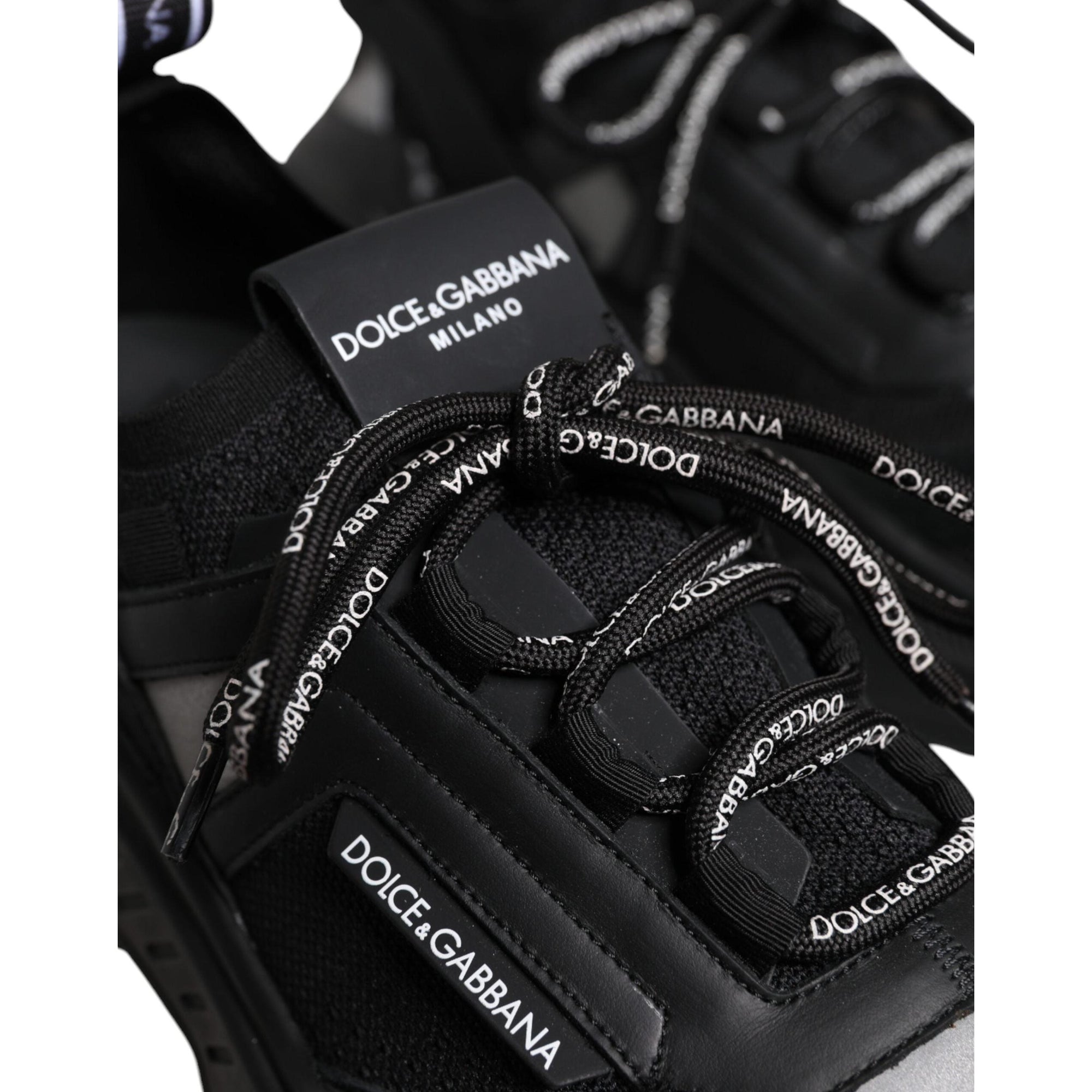 Dolce &amp; Gabbana Black Leather Daymaster Low Top Sneaker Shoes