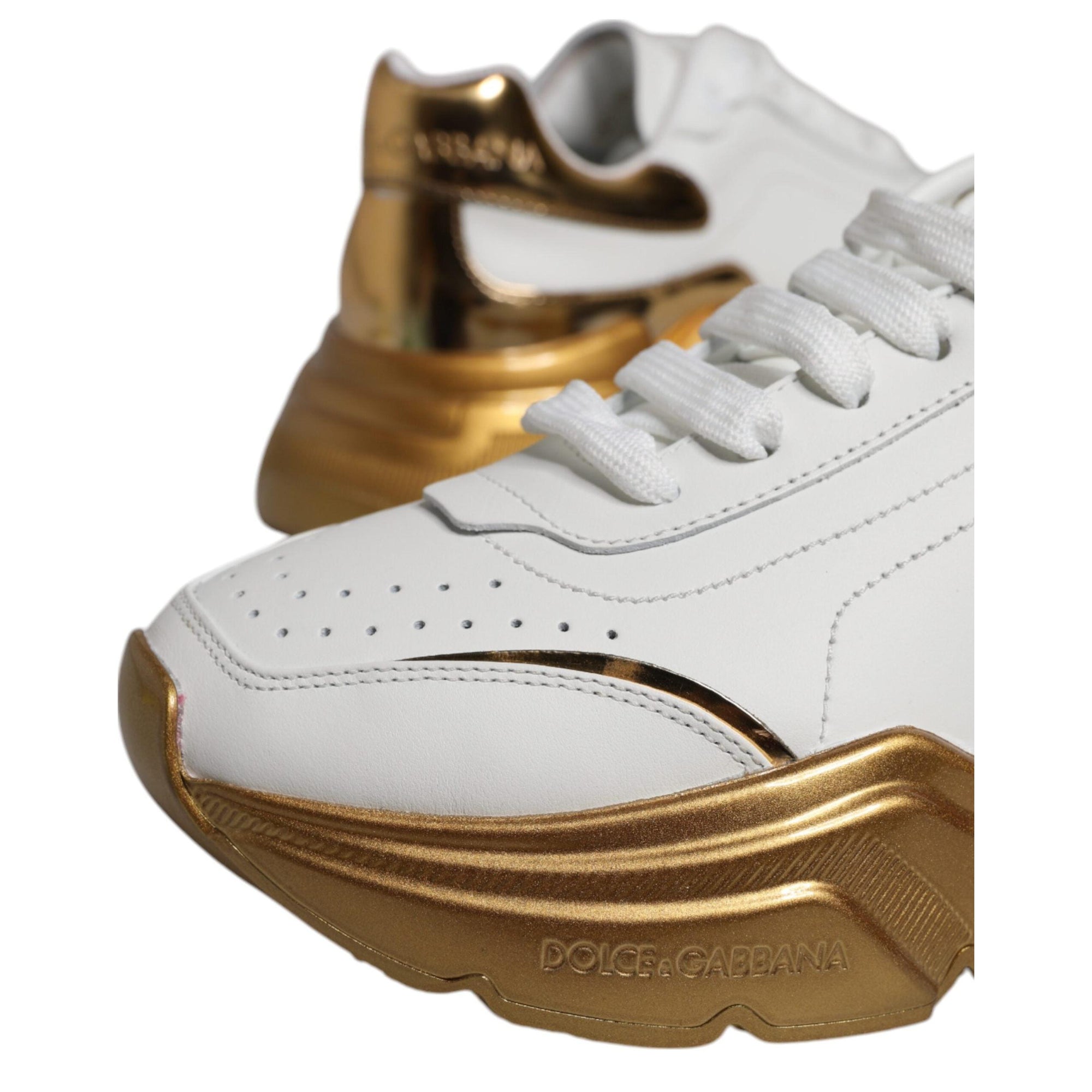 Dolce &amp; Gabbana White Gold Daymaster Low Top Sneaker Shoes