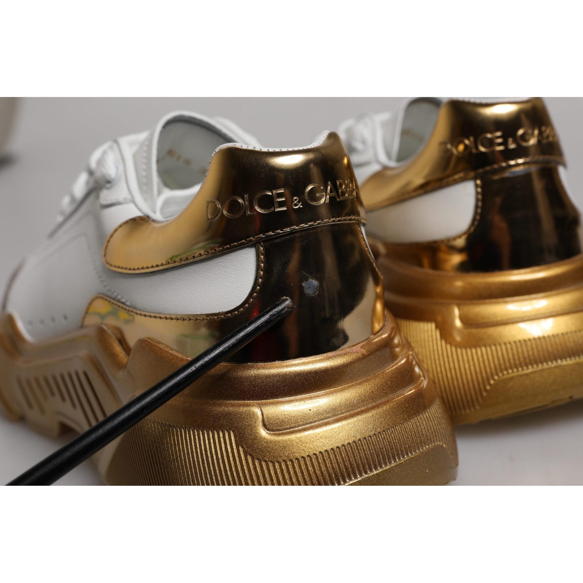 Dolce &amp; Gabbana White Gold Daymaster Low Top Sneaker Shoes