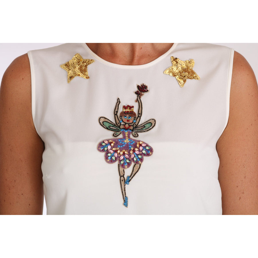 Dolce & Gabbana Enchanted Crystal-Embellished Silk Blouse