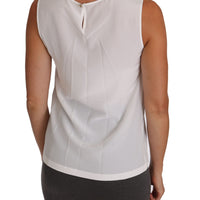 Dolce & Gabbana Elegant Sleeveless White Silk Blouse Top