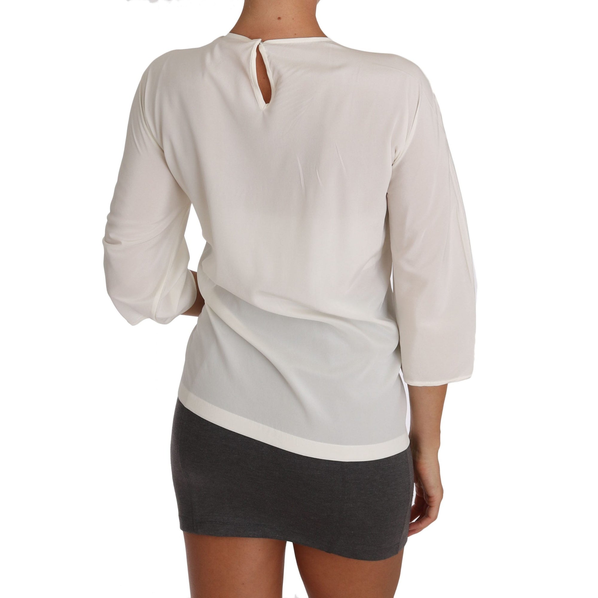 Dolce &amp; Gabbana Chic Figure Family Applique Silk Top