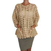 Dolce & Gabbana Chic Beige Crochet Raffia Cardigan