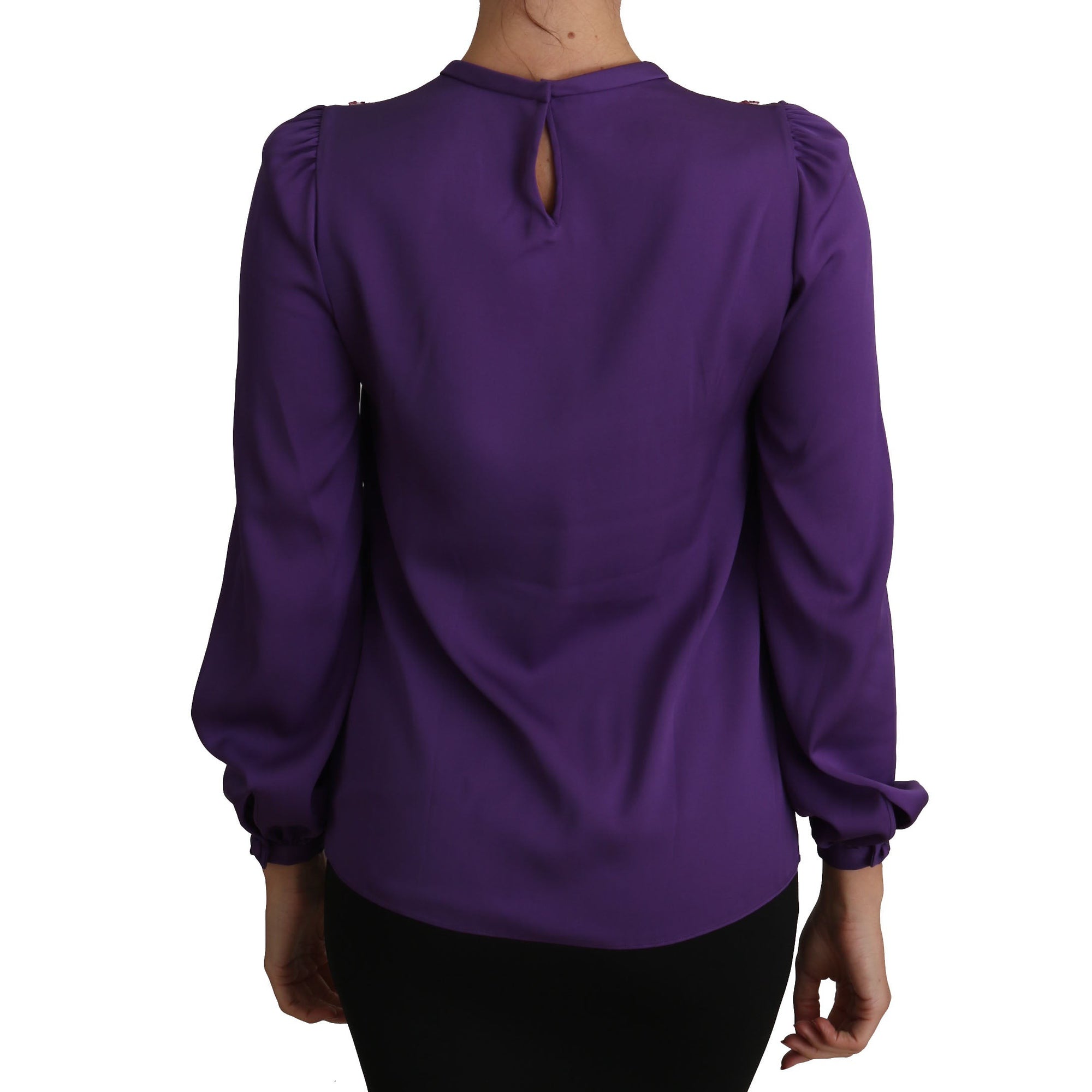 Dolce &amp; Gabbana Enchanted Purple Silk Crystal Blouse