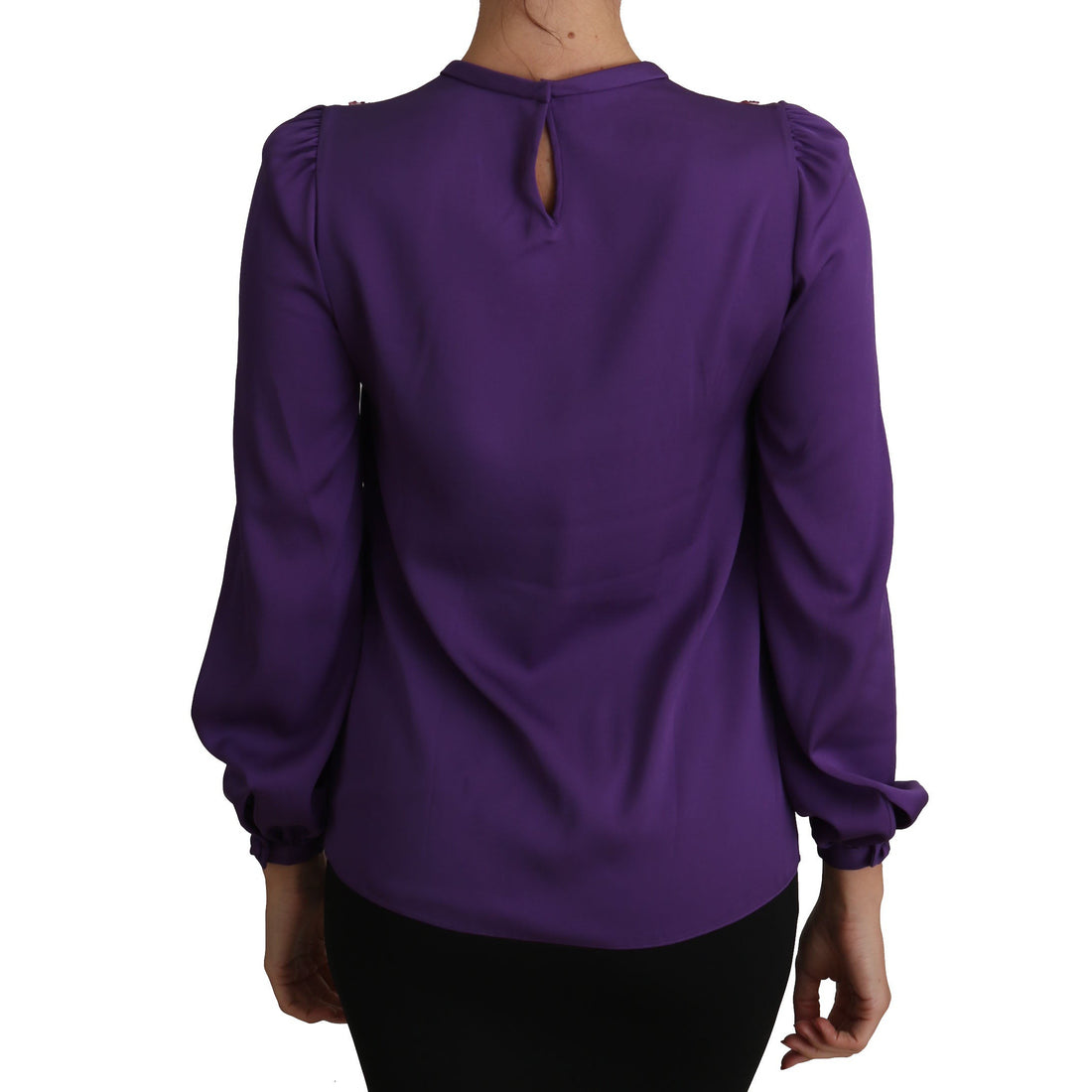 Dolce & Gabbana Enchanted Purple Silk Crystal Blouse