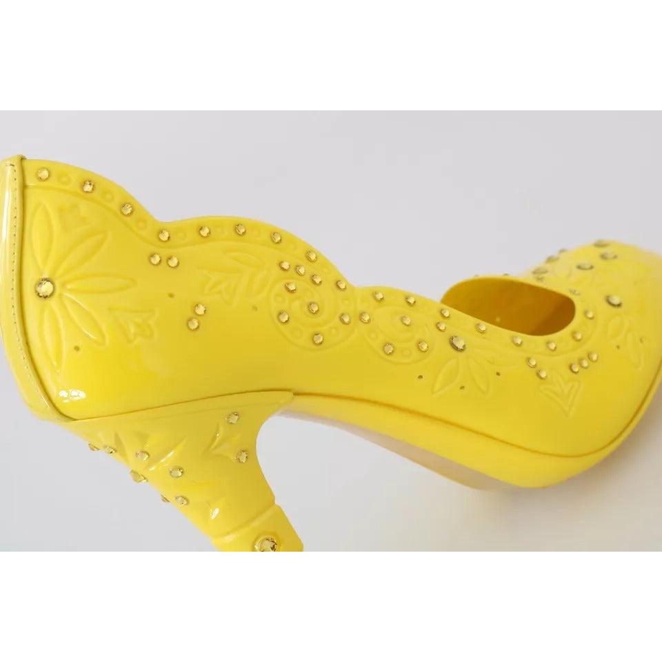 Dolce &amp; Gabbana Yellow Crystal Heels CINDERELLA Shoes