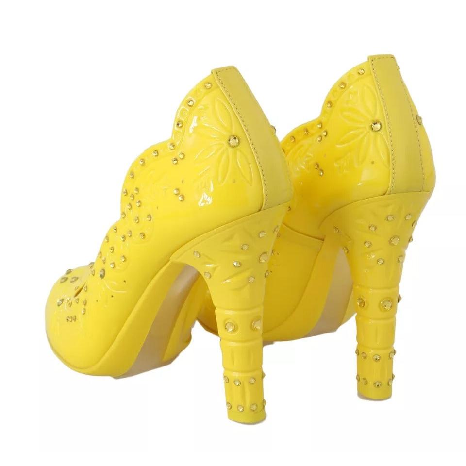 Dolce &amp; Gabbana Yellow Crystal Heels CINDERELLA Shoes