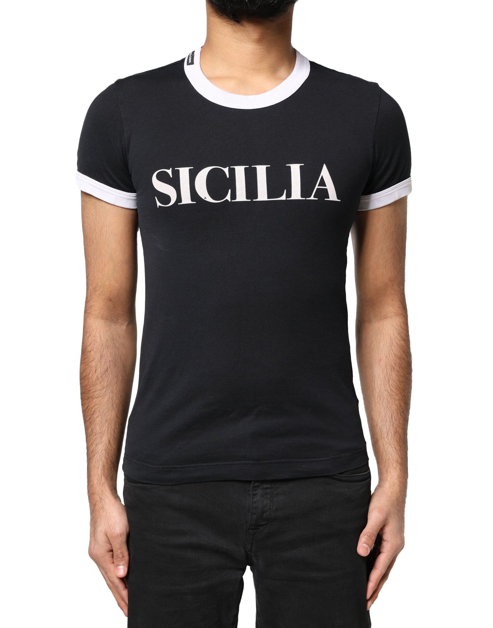 Dolce &amp; Gabbana Black Sicilia Crew Neck Short Sleeve T-shirt