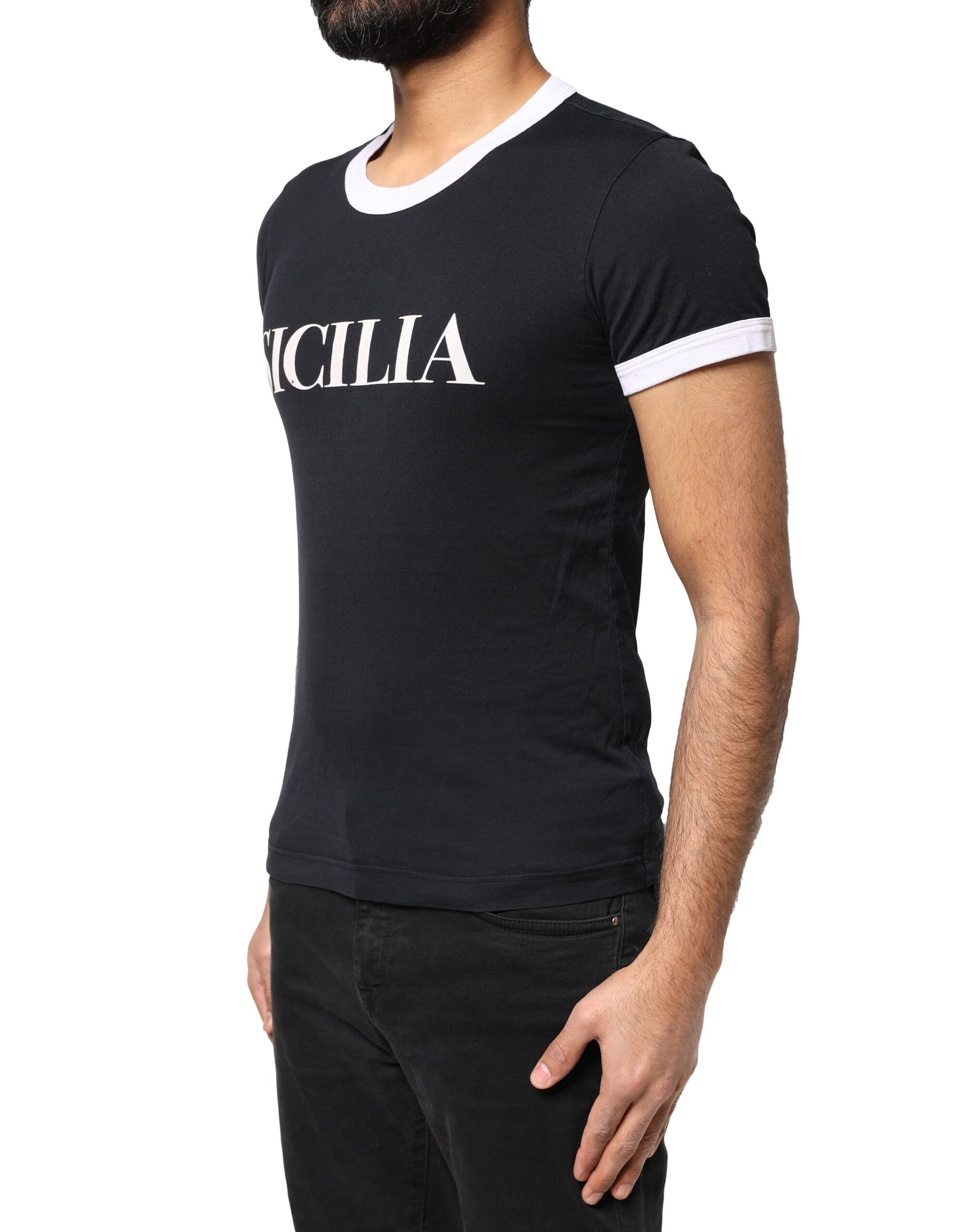 Dolce &amp; Gabbana Black Sicilia Crew Neck Short Sleeve T-shirt