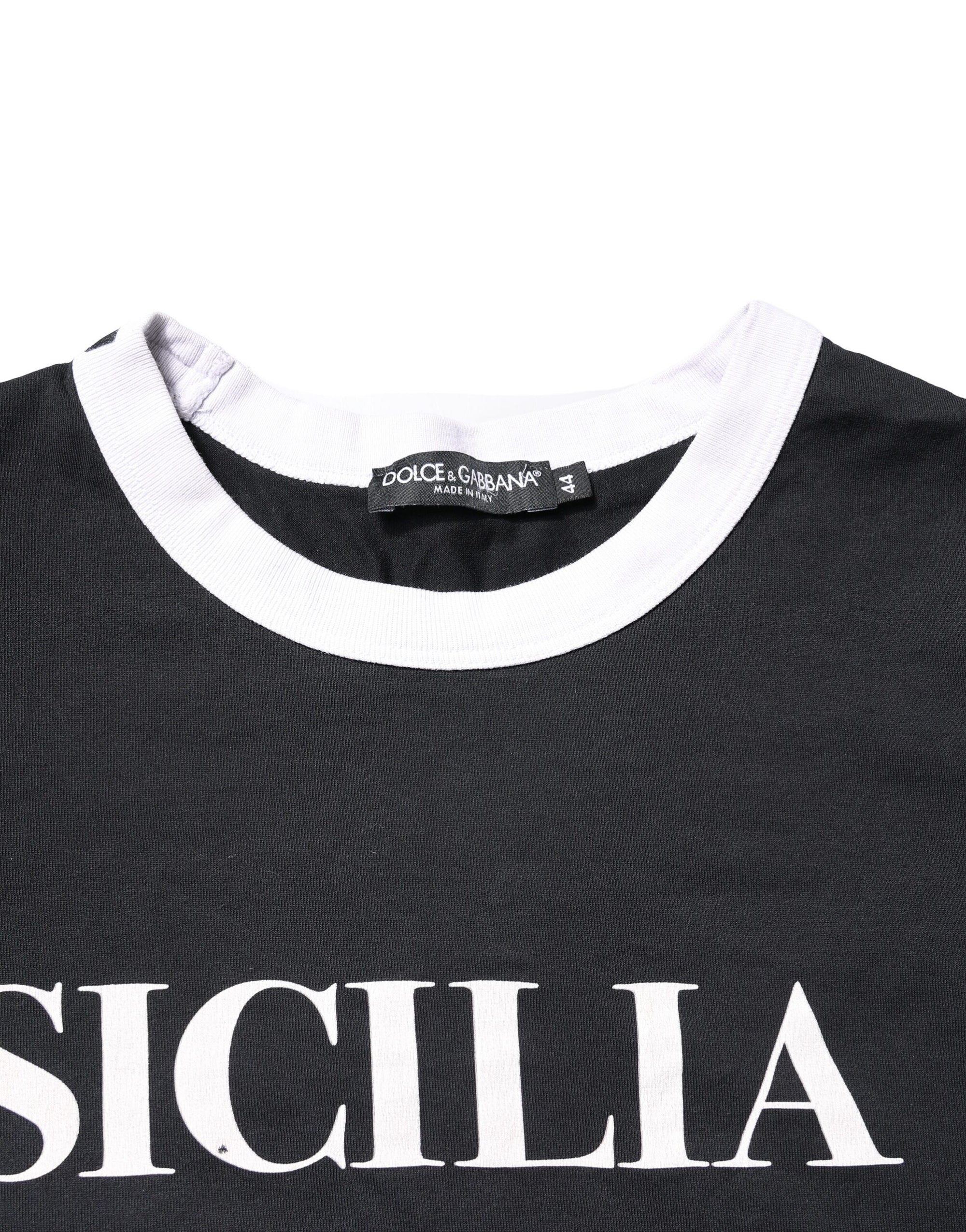 Dolce &amp; Gabbana Black Sicilia Crew Neck Short Sleeve T-shirt