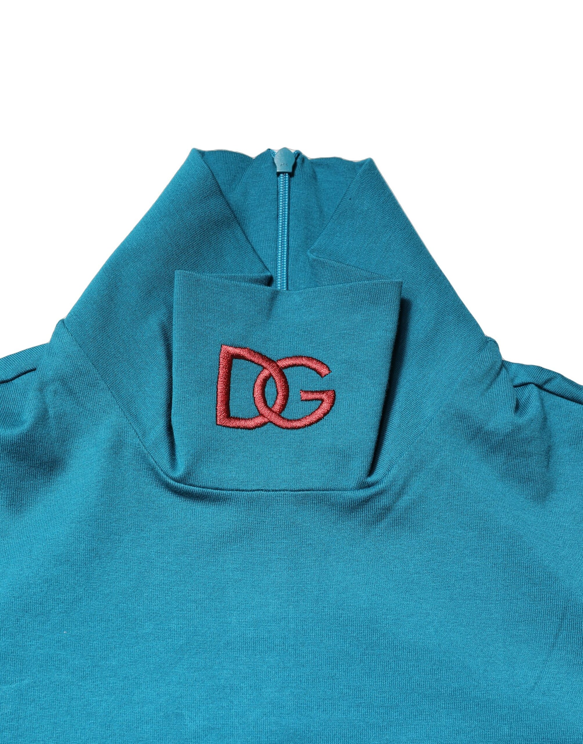 Dolce &amp; Gabbana Blue Cotton Turtleneck Long Sleeves Sweater