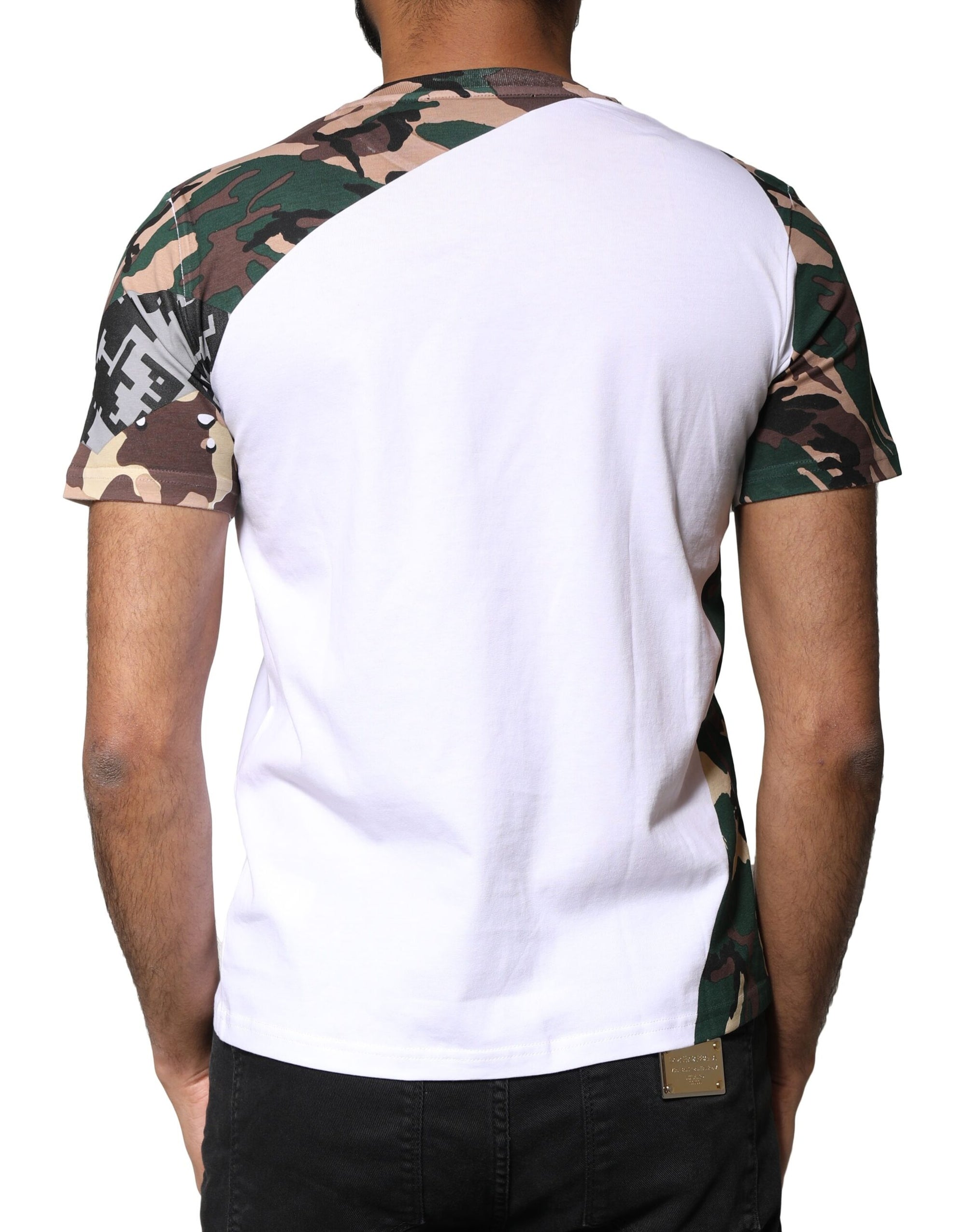 Dolce &amp; Gabbana White Camouflage Stars Crew Neck T-shirt