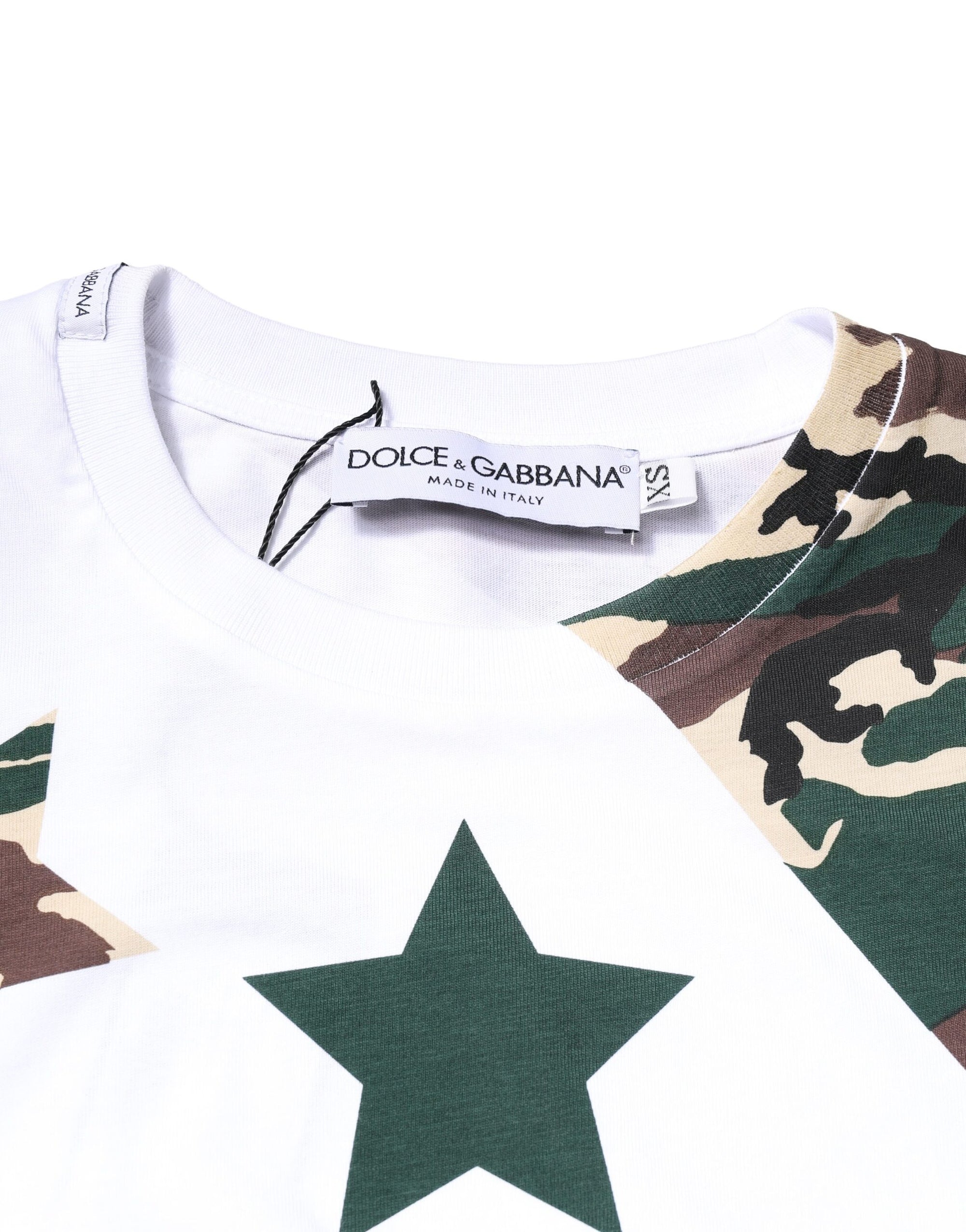 Dolce &amp; Gabbana White Camouflage Stars Crew Neck T-shirt