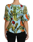 Dolce & Gabbana Vegetable Print Silk Top Extravaganza