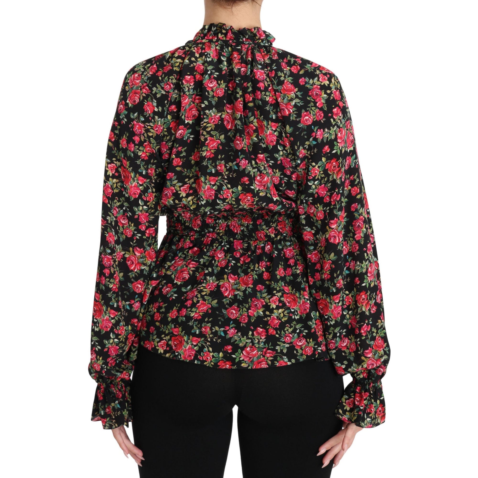 Dolce &amp; Gabbana Elegant Black Floral Silk Shirt