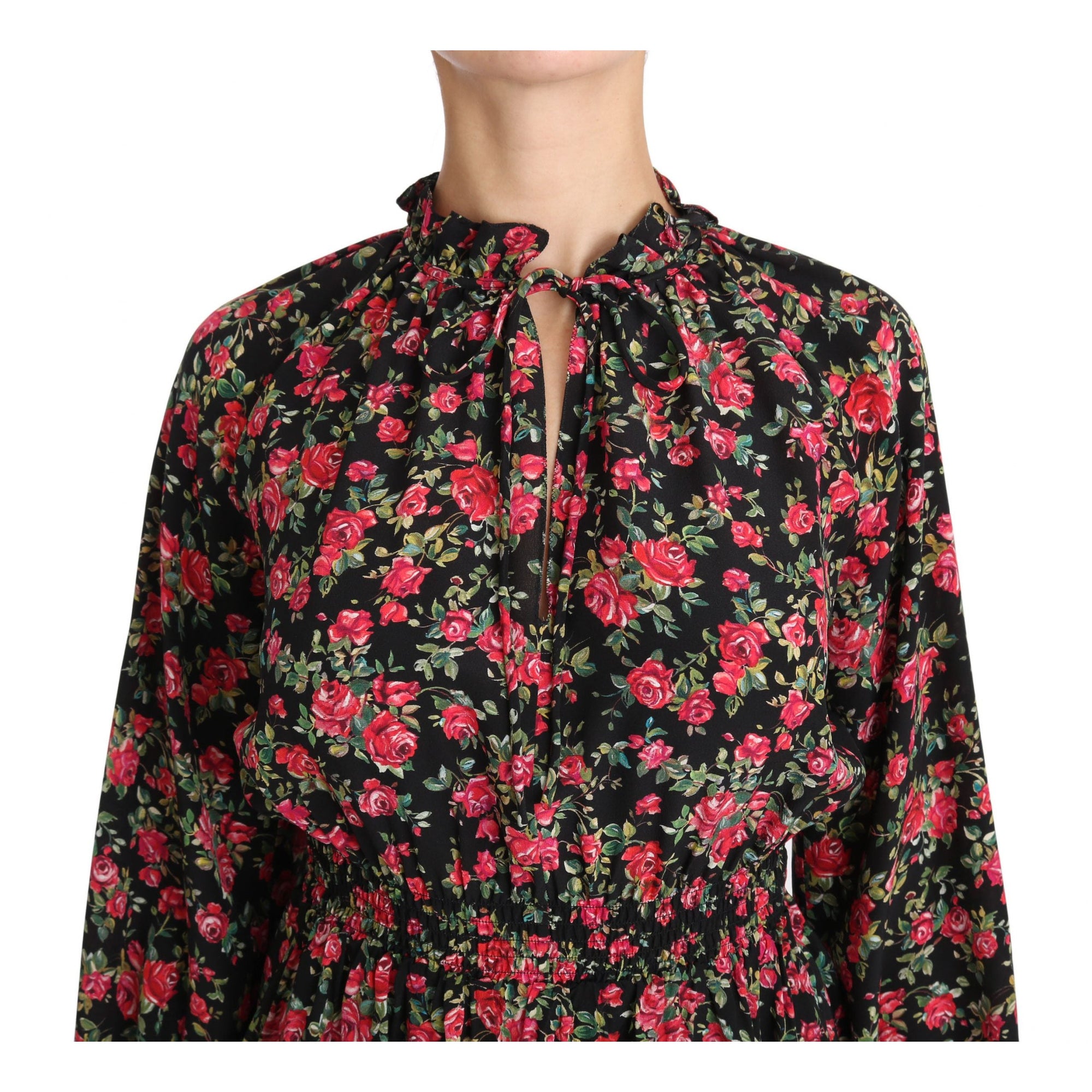 Dolce &amp; Gabbana Elegant Black Floral Silk Shirt