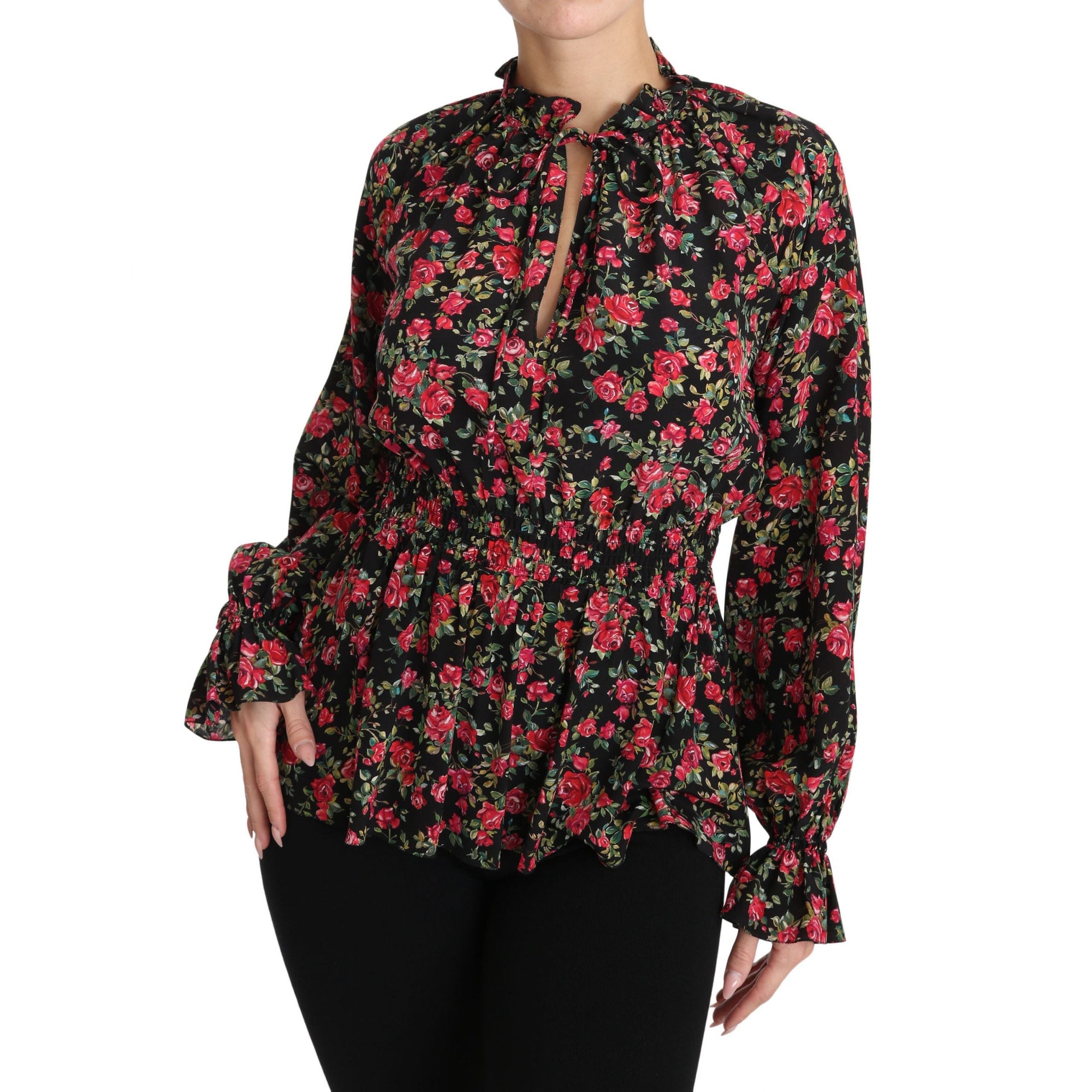 Dolce &amp; Gabbana Elegant Black Floral Silk Shirt