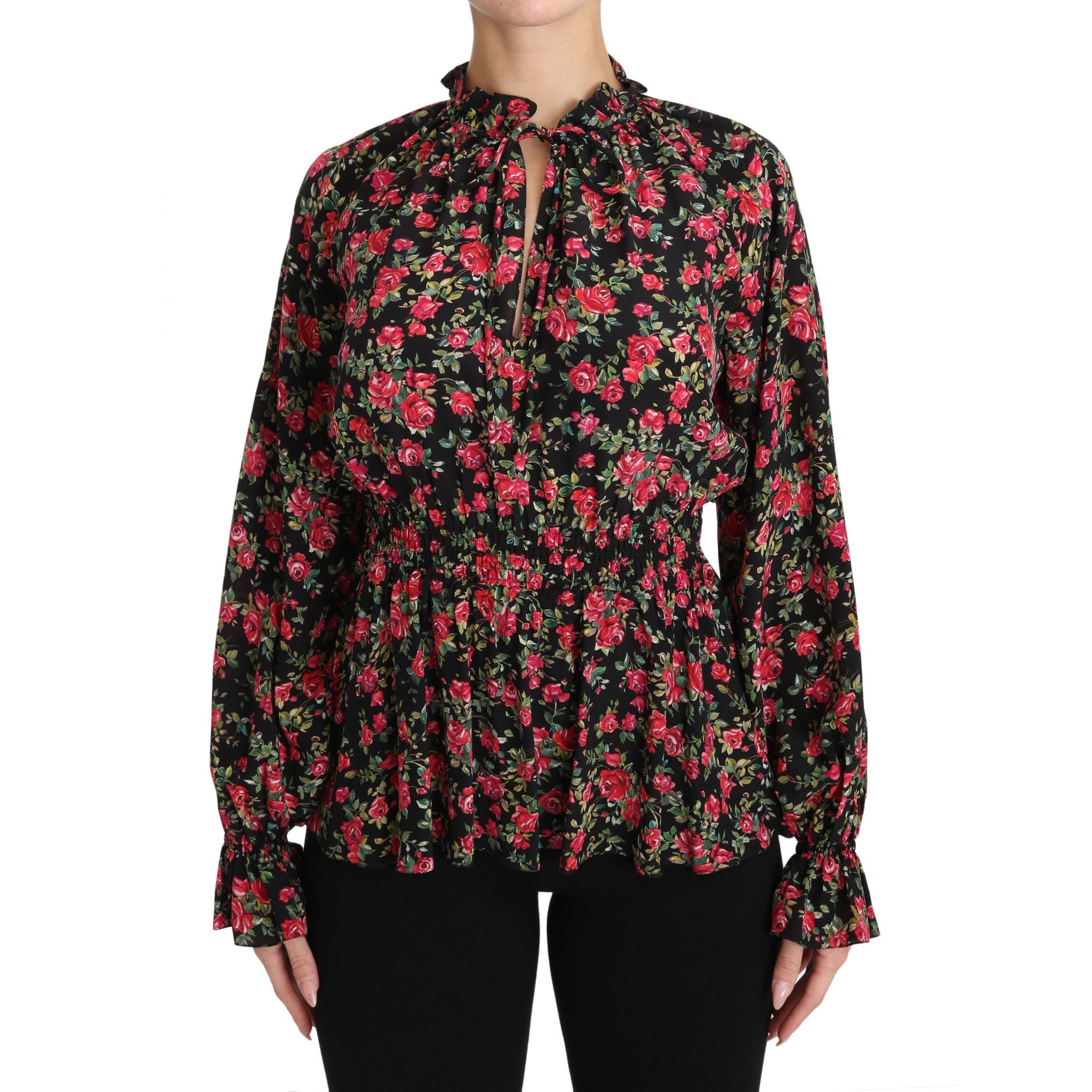 Dolce &amp; Gabbana Elegant Black Floral Silk Shirt