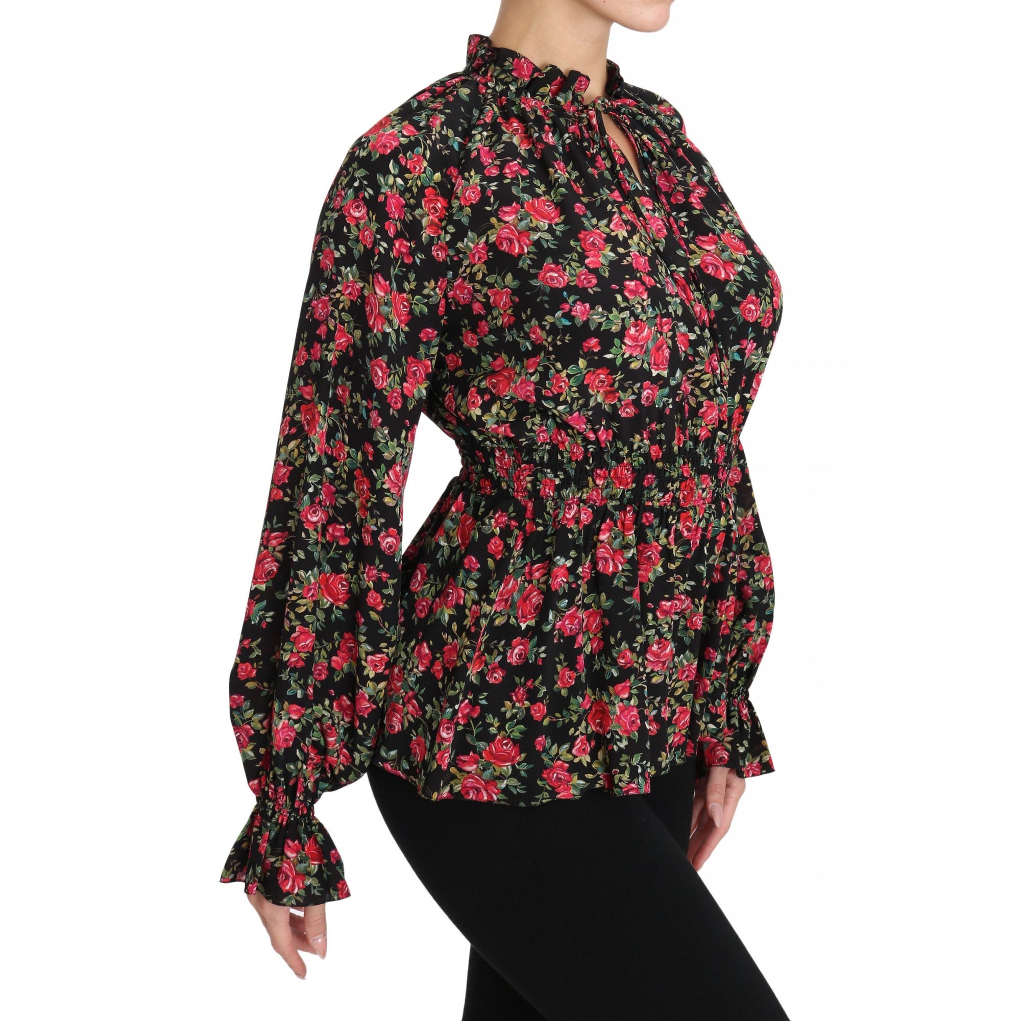 Dolce &amp; Gabbana Elegant Black Floral Silk Shirt