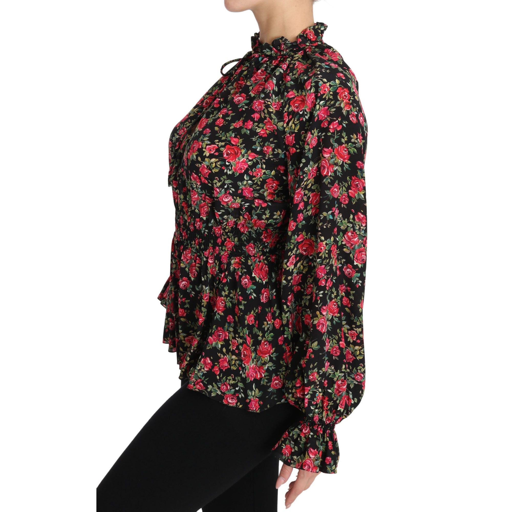 Dolce &amp; Gabbana Elegant Black Floral Silk Shirt