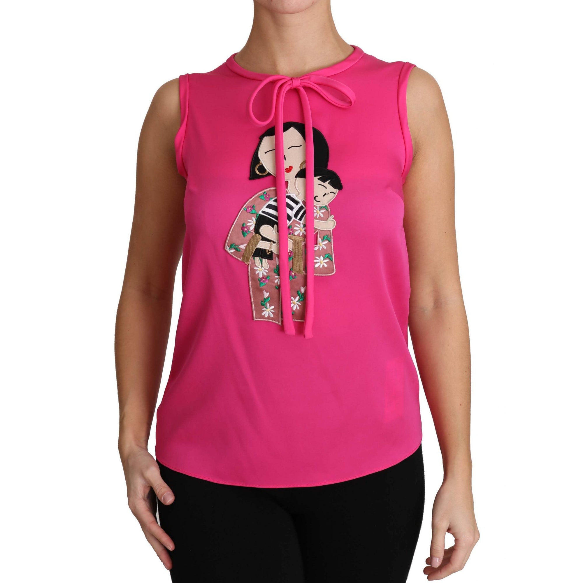 Dolce &amp; Gabbana Elegant Pink Silk Family Tank Top Shirt