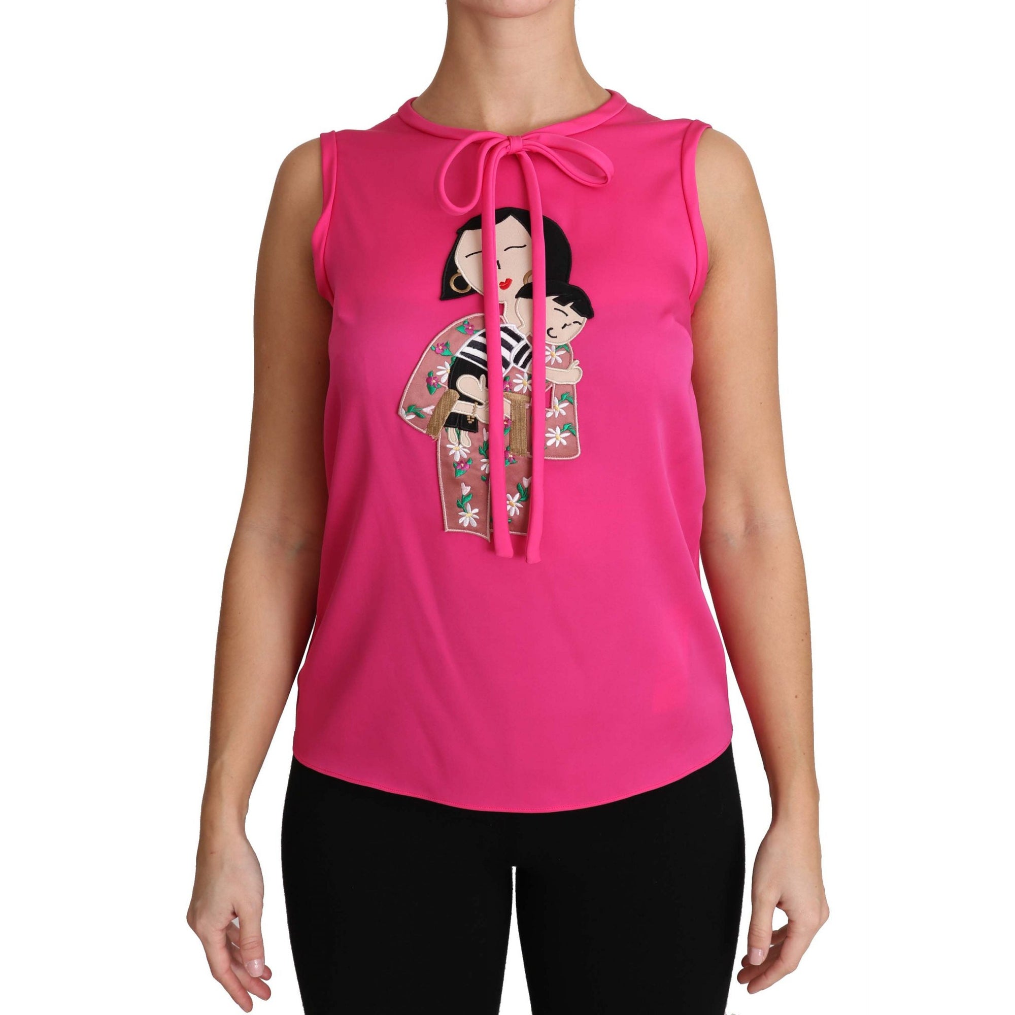 Dolce &amp; Gabbana Elegant Pink Silk Family Tank Top Shirt