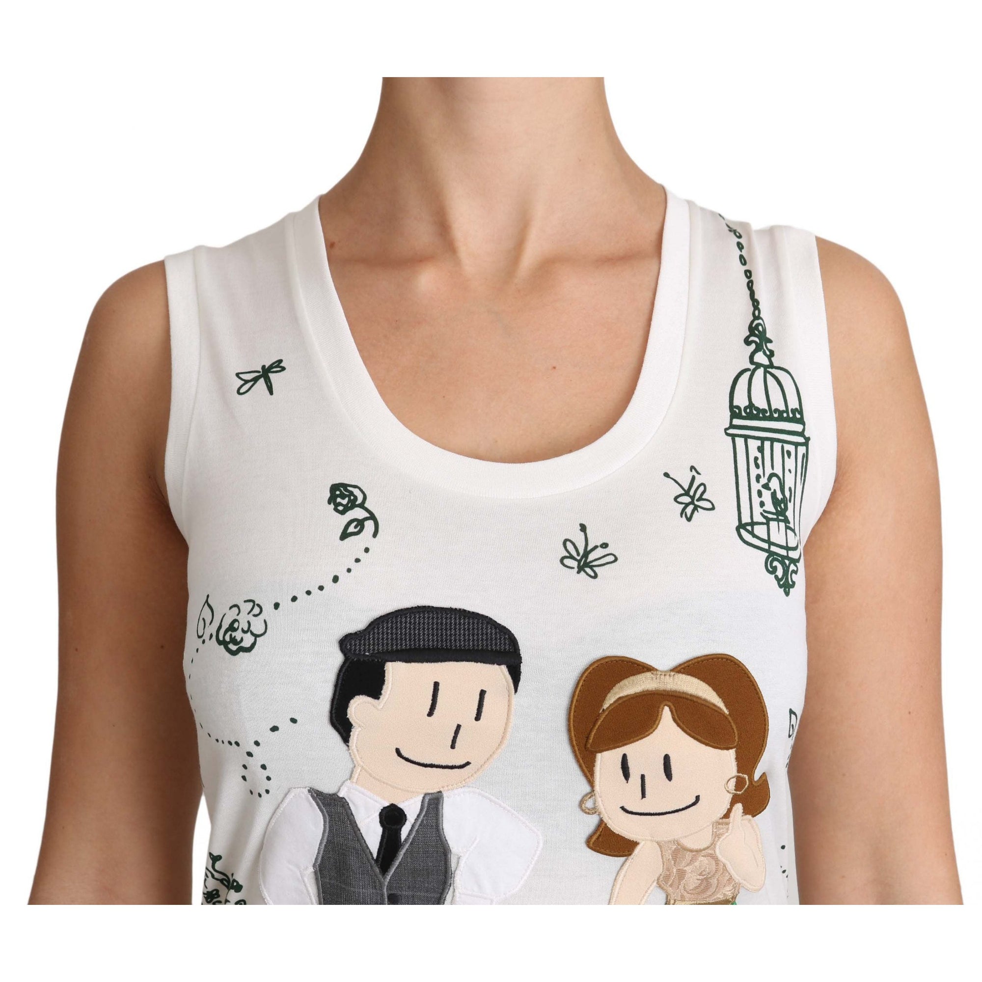 Dolce &amp; Gabbana Elegant White Sleeveless Cotton Silk Shirt