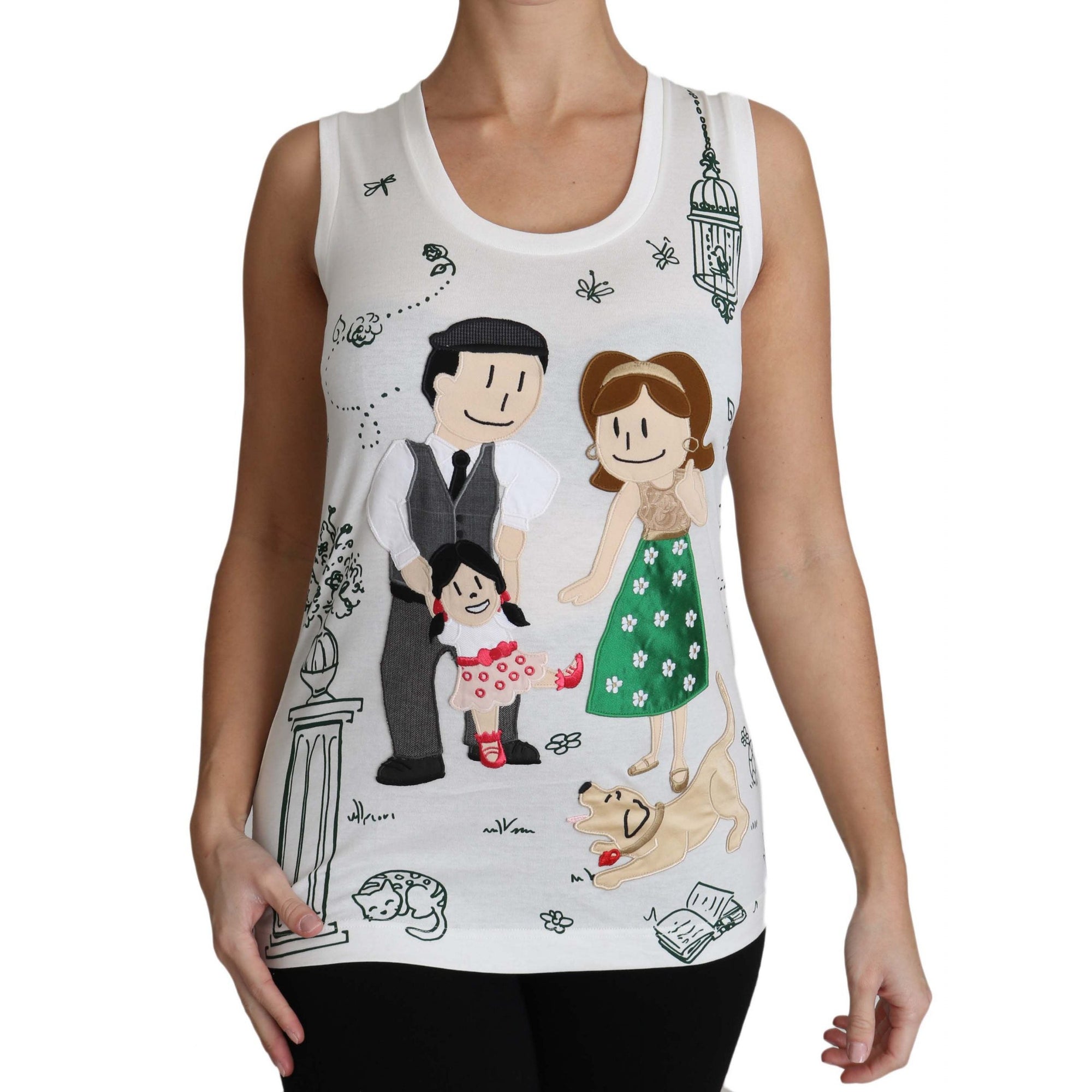 Dolce &amp; Gabbana Elegant White Sleeveless Cotton Silk Shirt