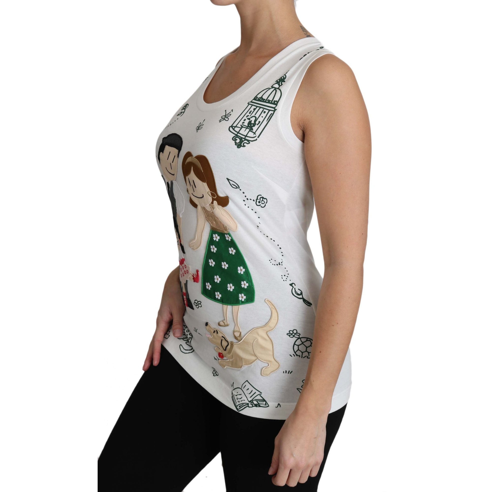 Dolce &amp; Gabbana Elegant White Sleeveless Cotton Silk Shirt