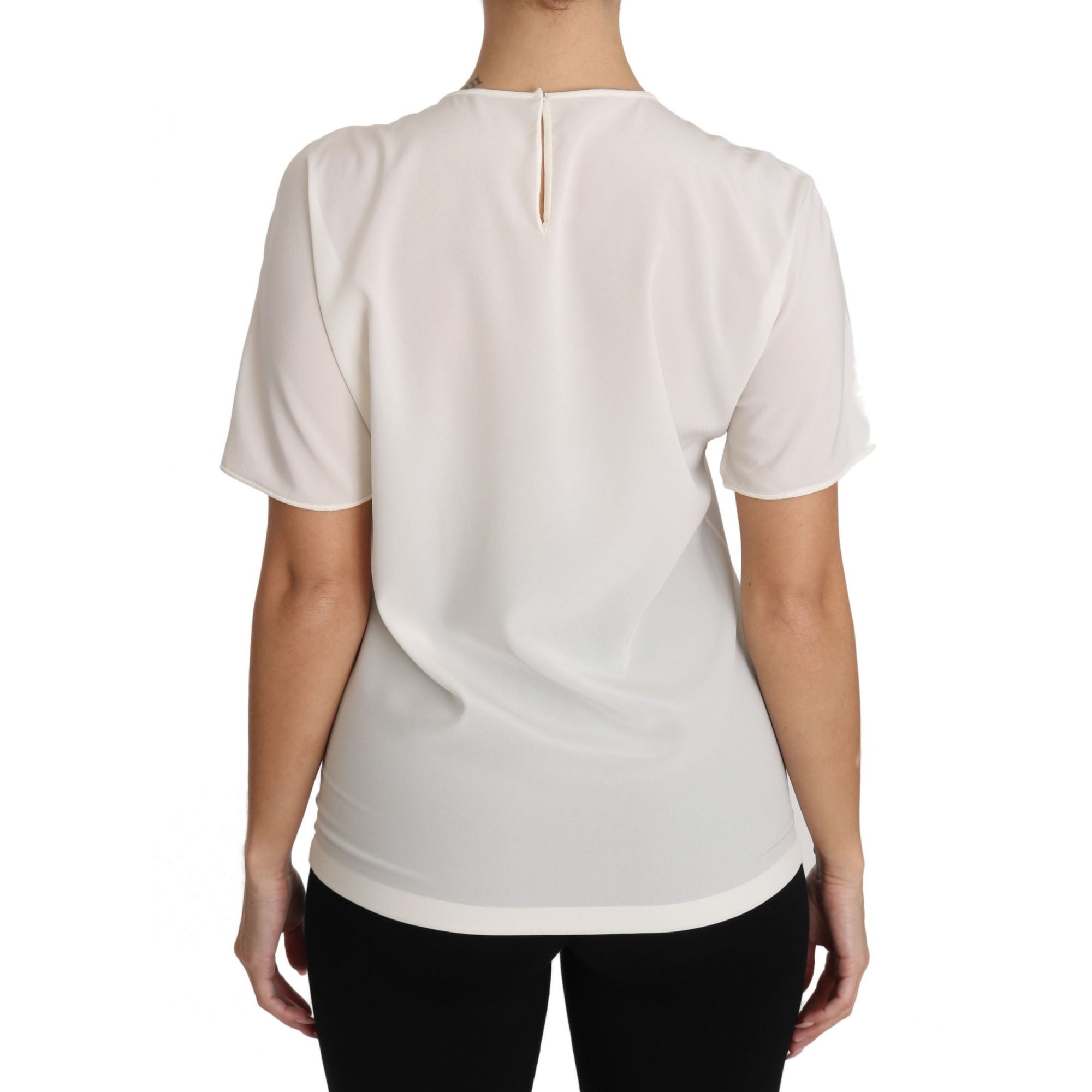 Dolce &amp; Gabbana Elegant Silk Crewneck Blouse with Applique