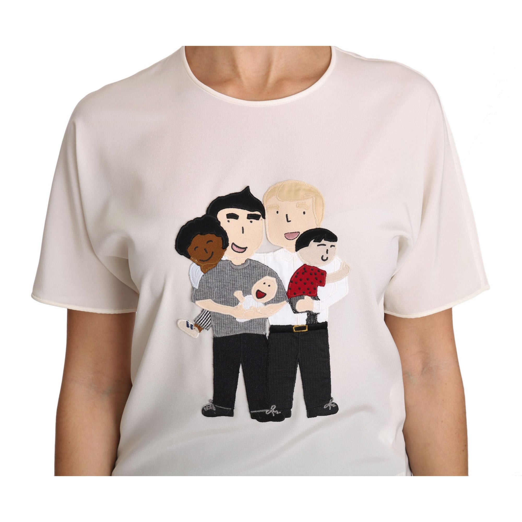 Dolce &amp; Gabbana Elegant Silk Crewneck Blouse with Applique