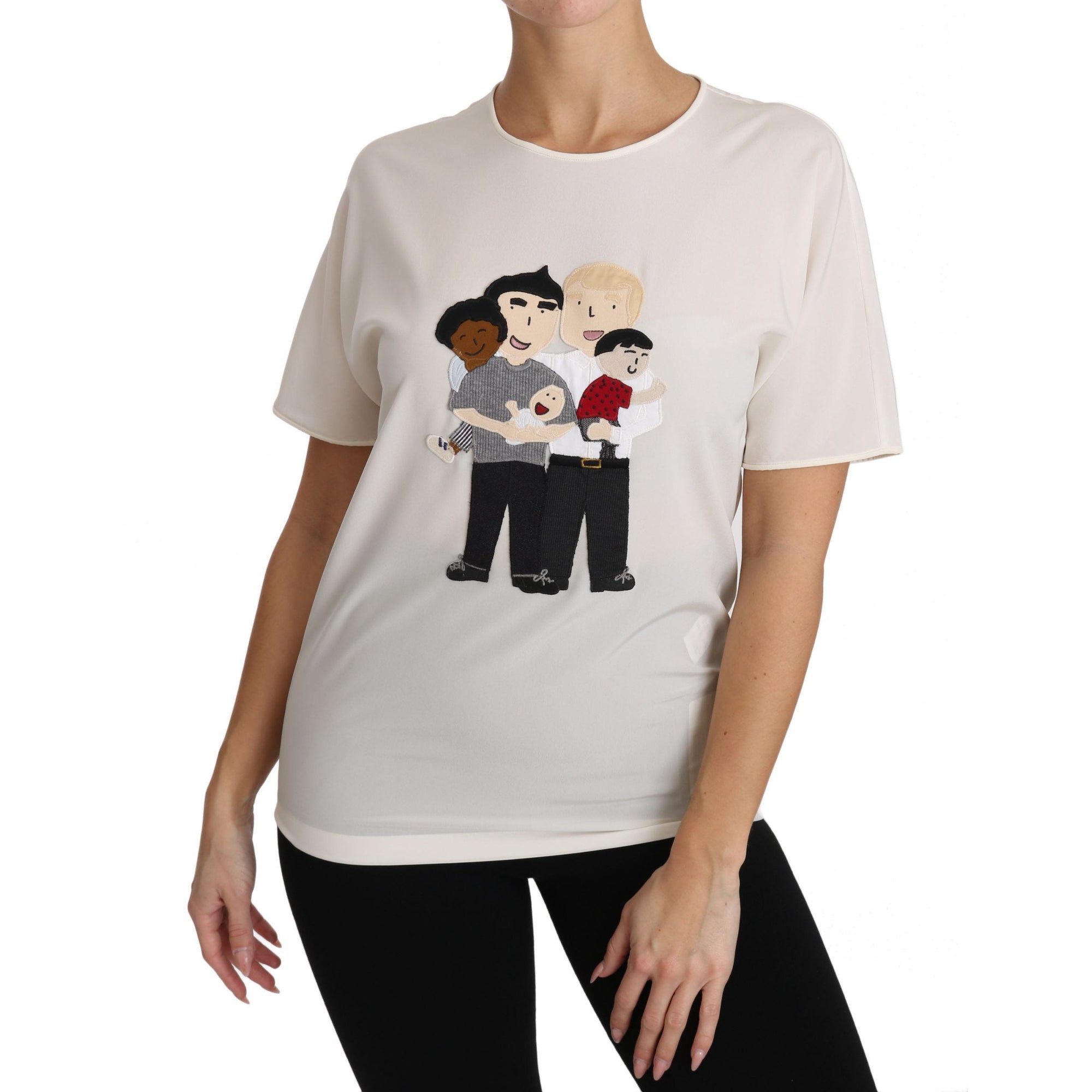 Dolce &amp; Gabbana Elegant Silk Crewneck Blouse with Applique