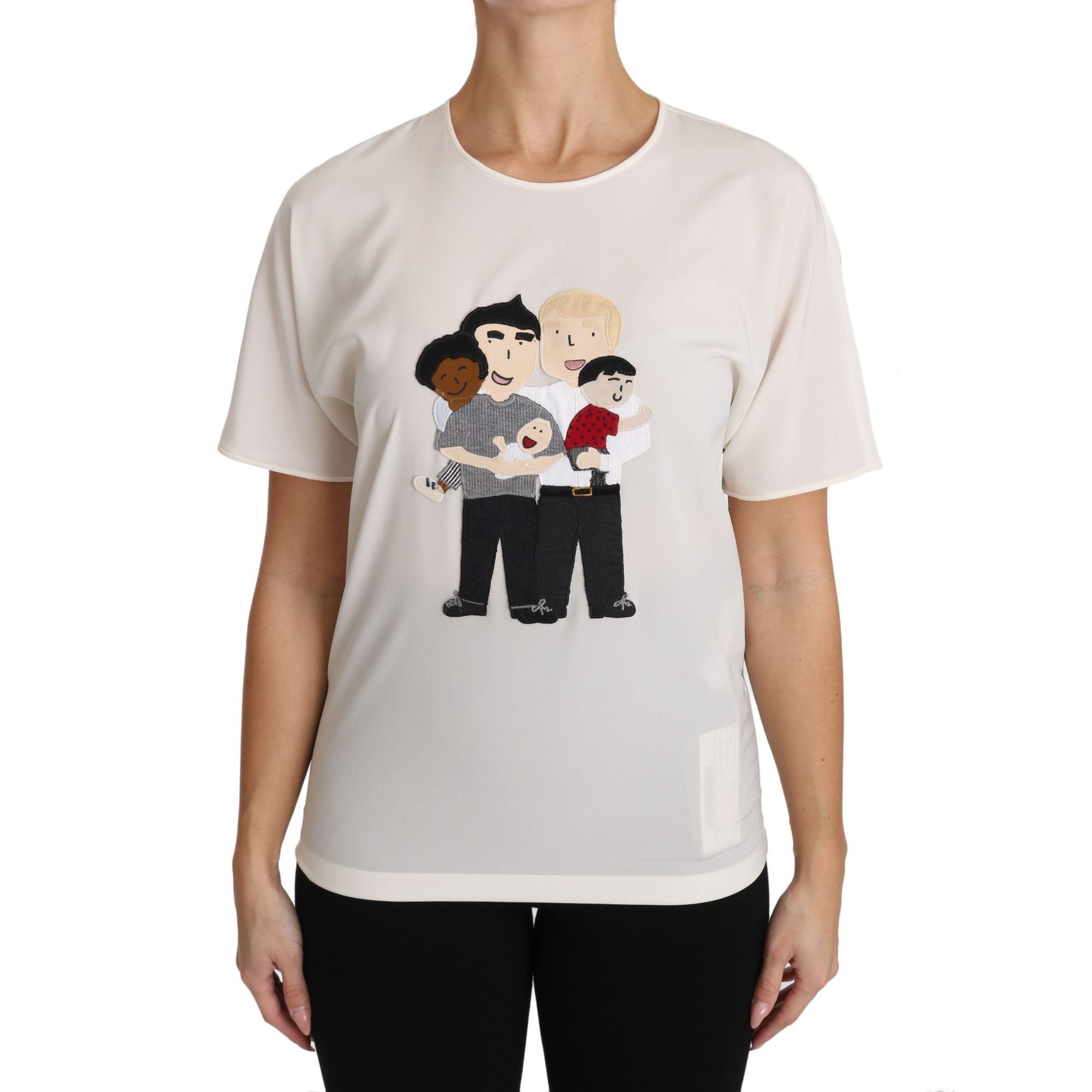 Dolce &amp; Gabbana Elegant Silk Crewneck Blouse with Applique