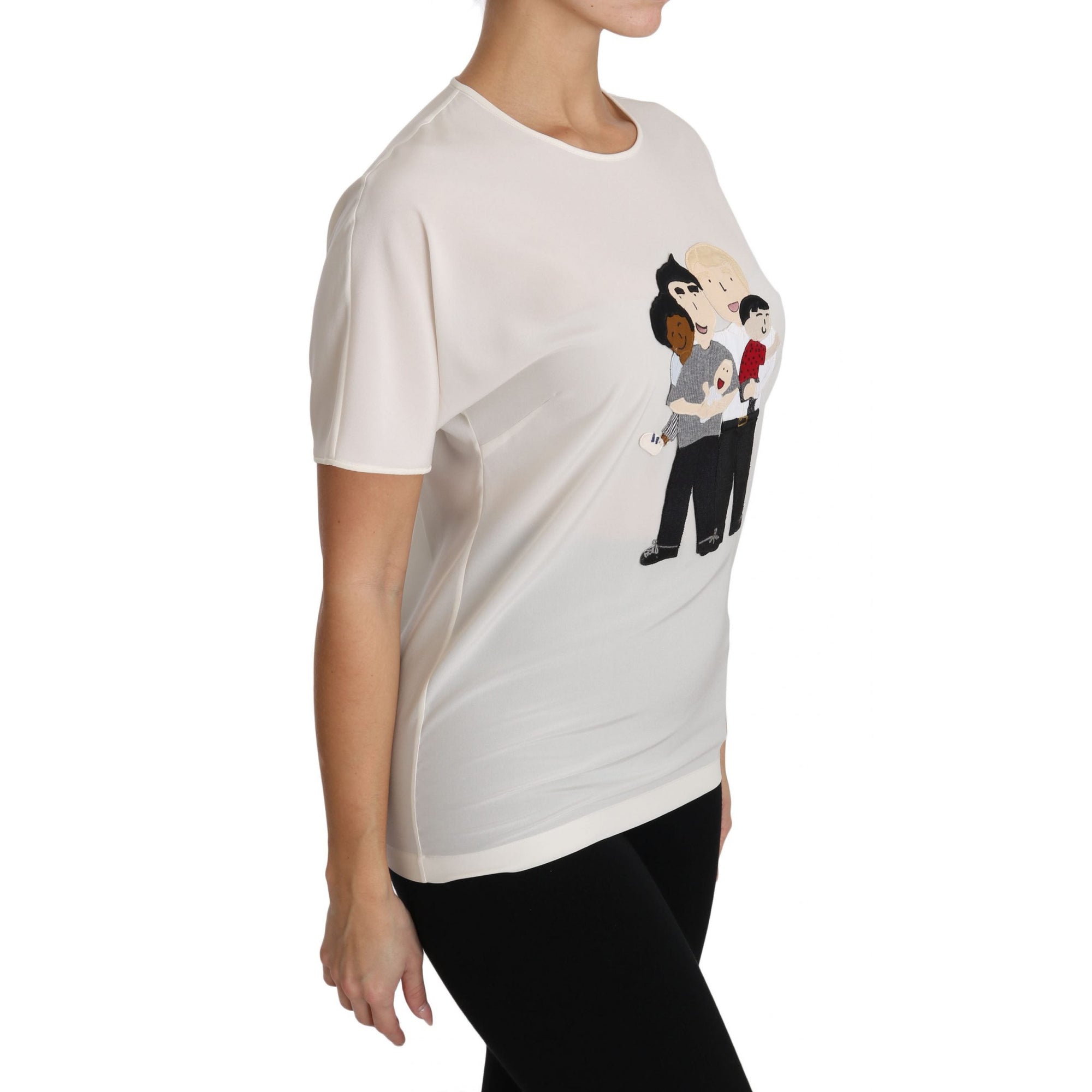 Dolce &amp; Gabbana Elegant Silk Crewneck Blouse with Applique