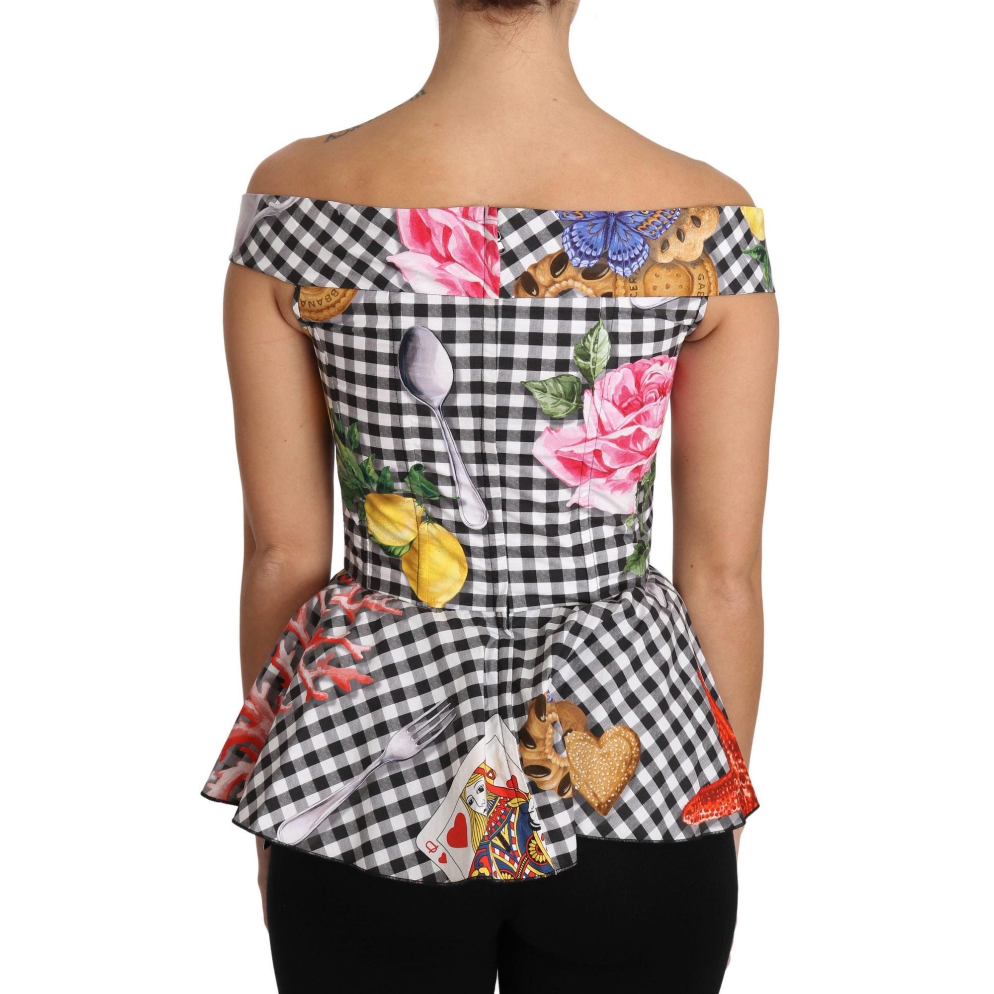 Dolce &amp; Gabbana Chic Checkered Corset Top Blouse