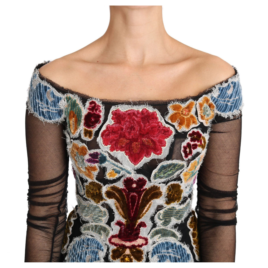 Dolce & Gabbana Elegant Floral Applique Long Sleeve Top