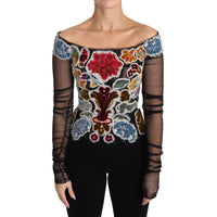 Dolce & Gabbana Elegant Floral Applique Long Sleeve Top