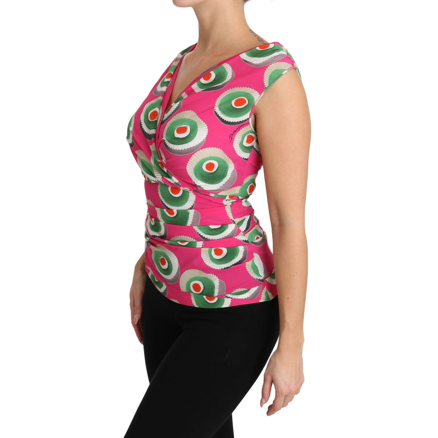 Dolce & Gabbana Sicilian Cake Print Sleeveless Silk Top