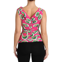 Dolce & Gabbana Sicilian Cake Print Sleeveless Silk Top