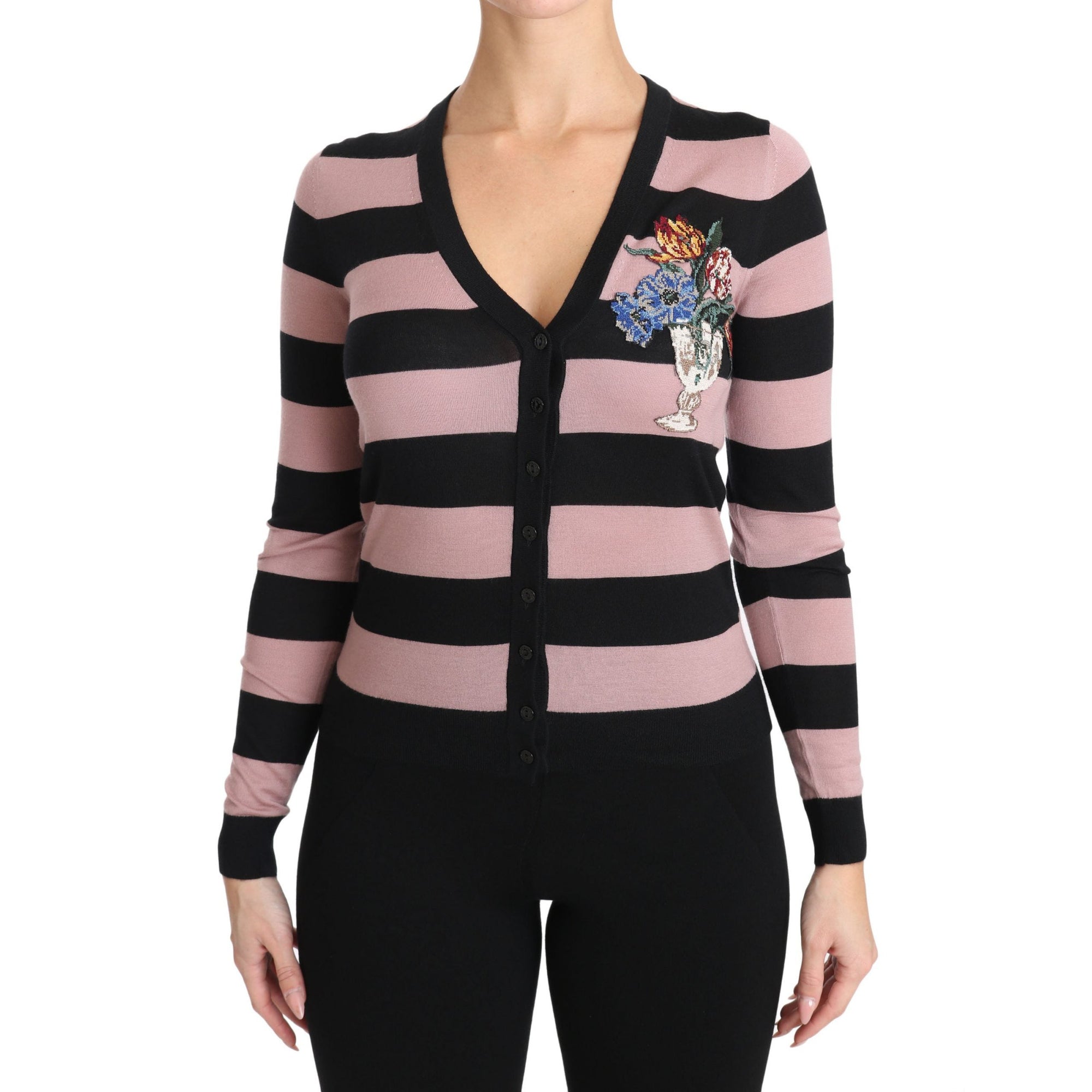 Dolce &amp; Gabbana Elegant Floral Embroidered Cashmere Cardigan