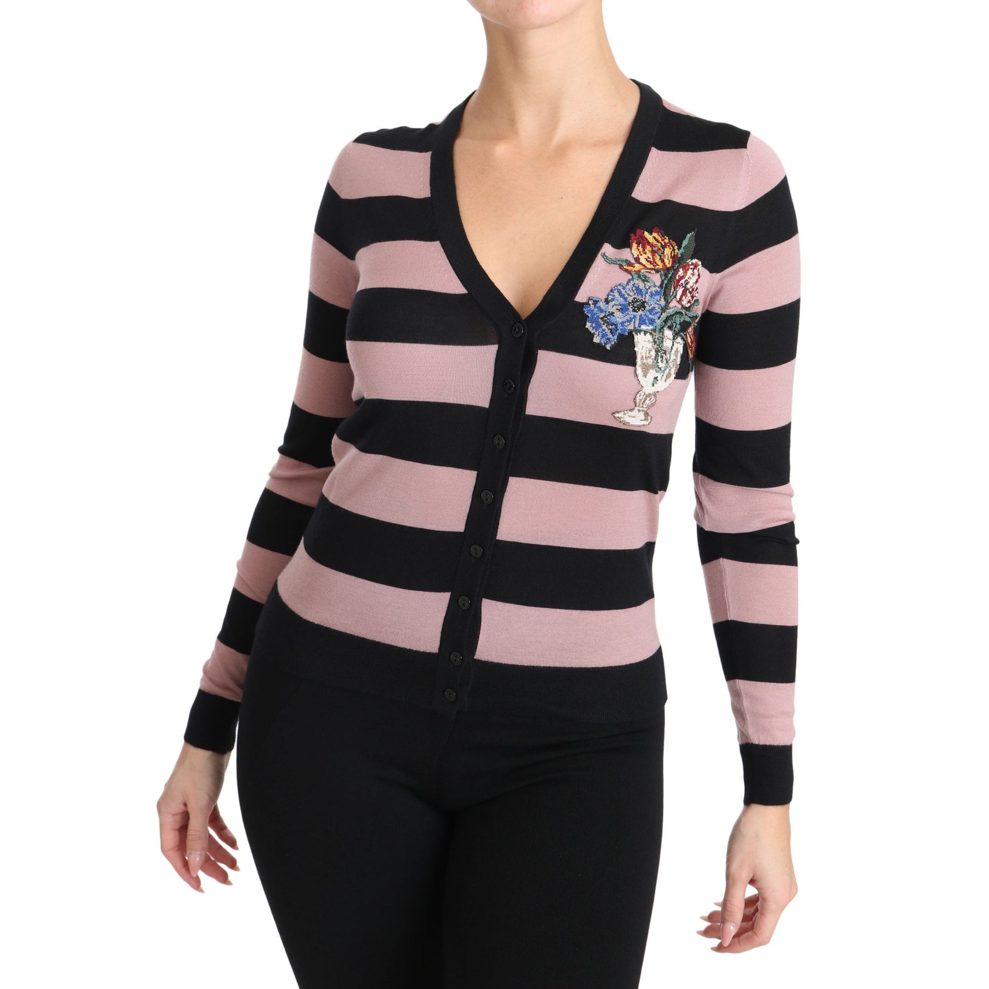 Dolce &amp; Gabbana Elegant Floral Embroidered Cashmere Cardigan