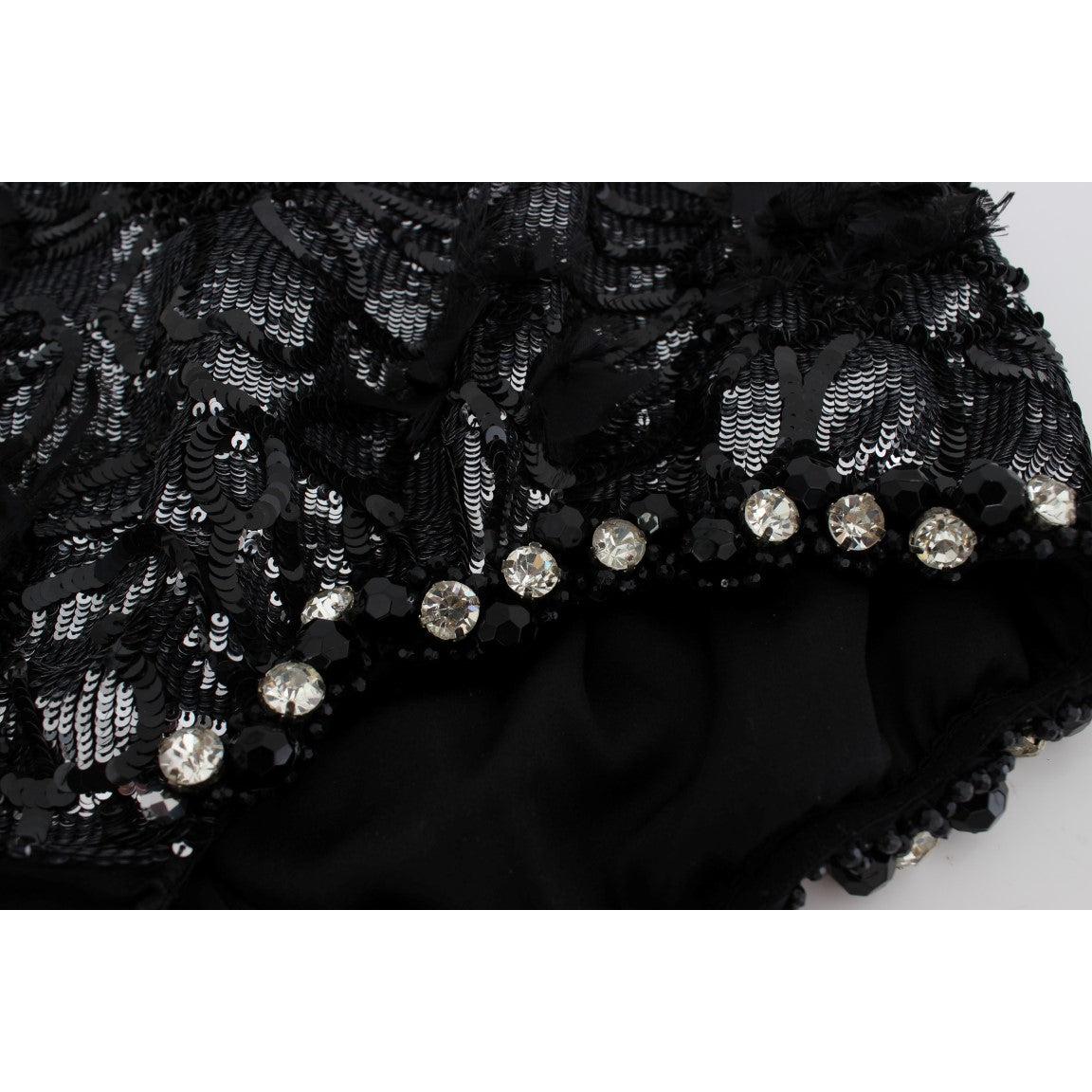 Dolce &amp; Gabbana Sequined High Waist Designer Mini Shorts